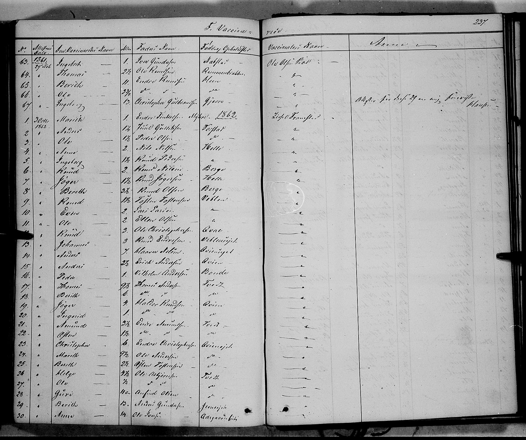 Vang prestekontor, Valdres, SAH/PREST-140/H/Ha/L0006: Parish register (official) no. 6, 1846-1864, p. 237