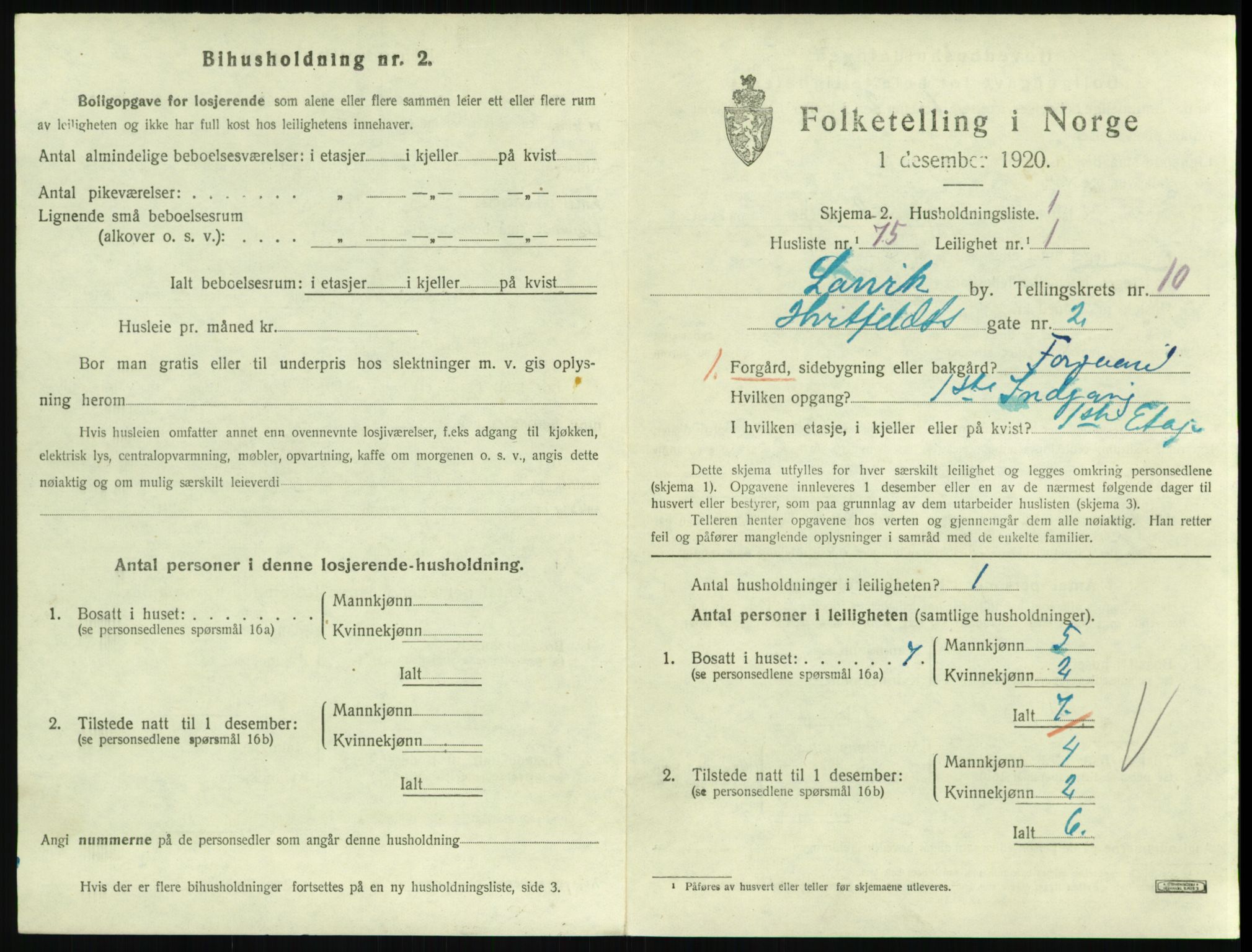 SAKO, 1920 census for Larvik, 1920, p. 7756