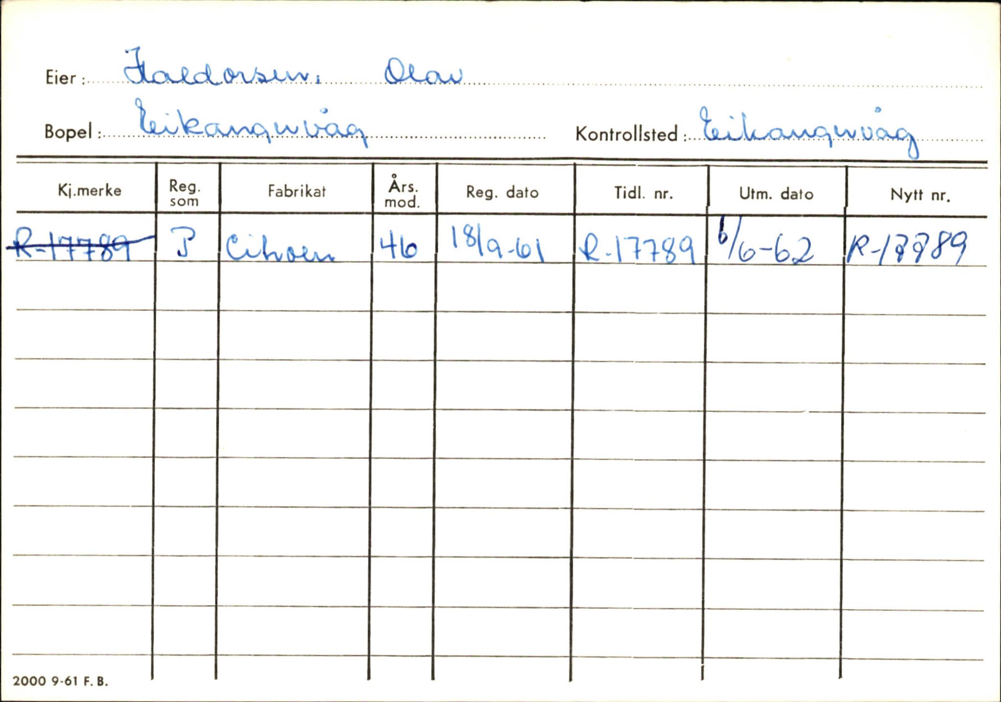 Statens vegvesen, Hordaland vegkontor, SAB/A-5201/2/Ha/L0018: R-eierkort H, 1920-1971, p. 43