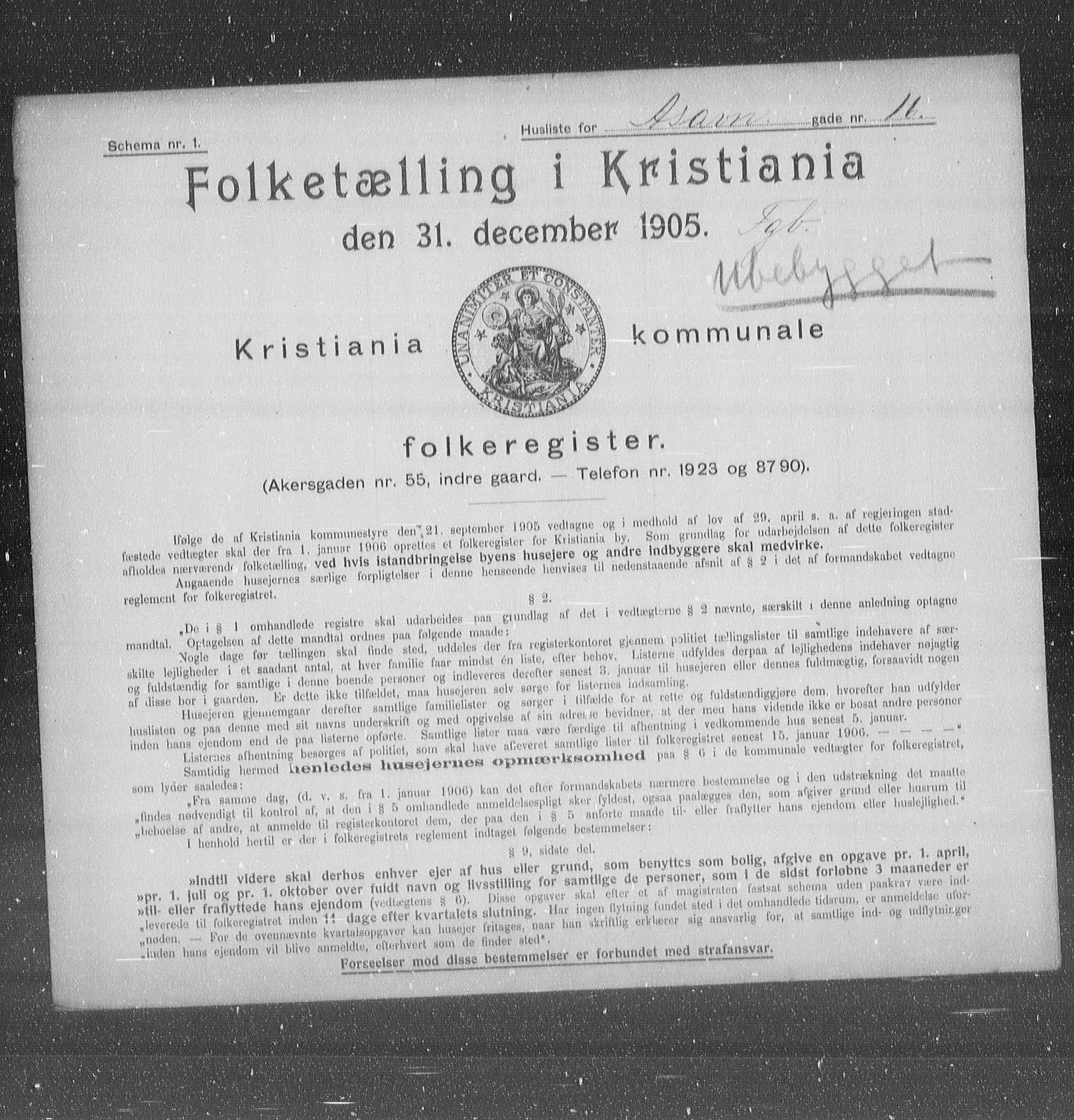 OBA, Municipal Census 1905 for Kristiania, 1905, p. 68891