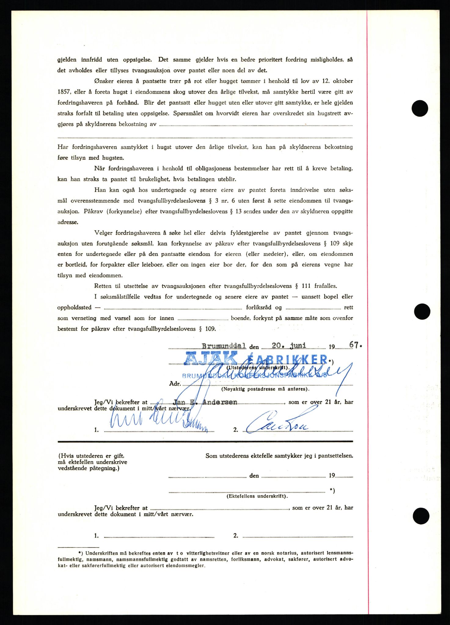 Nord-Hedmark sorenskriveri, SAH/TING-012/H/Hb/Hbf/L0071: Mortgage book no. B71, 1967-1967, Diary no: : 3064/1967