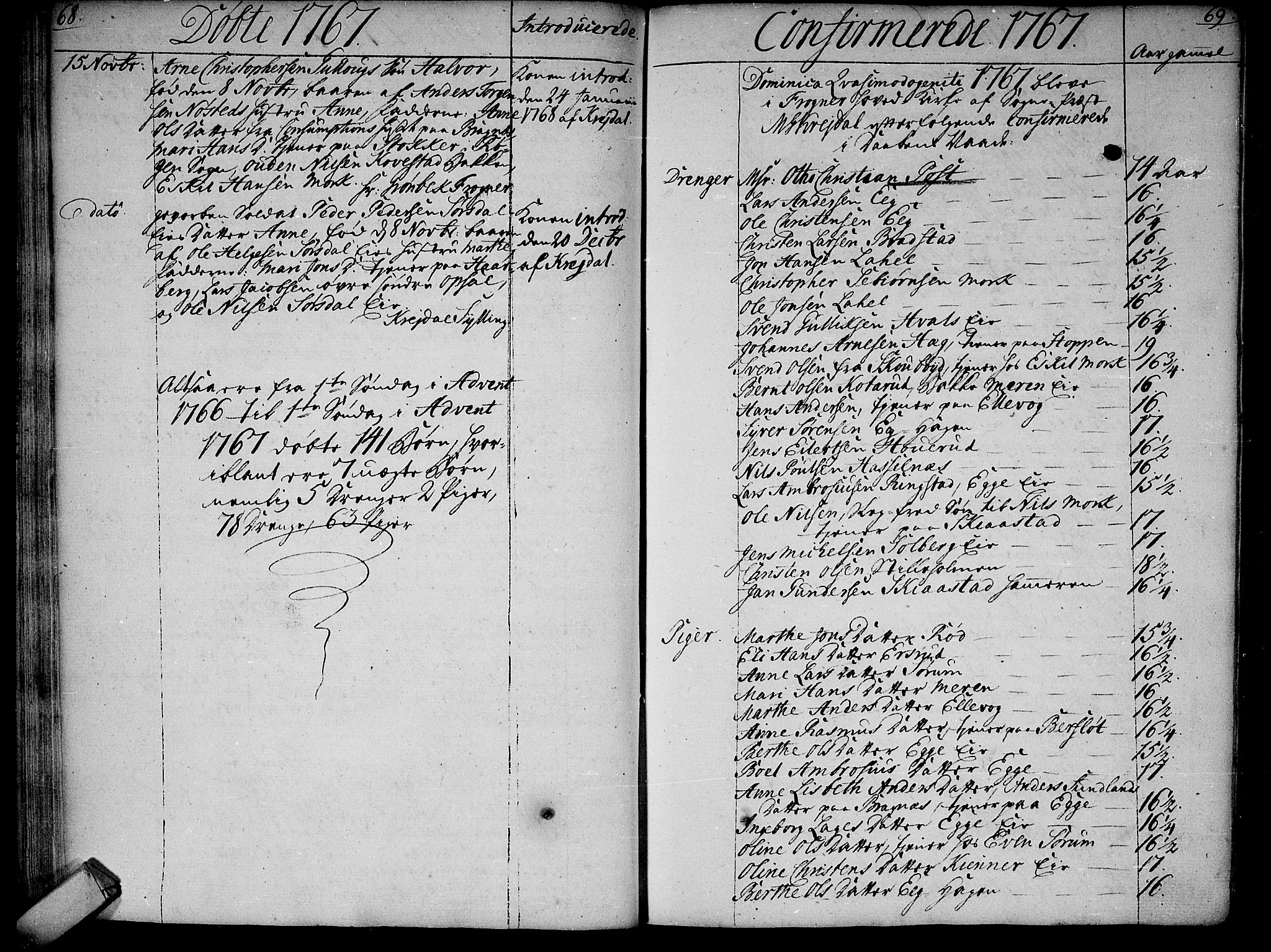 Lier kirkebøker, SAKO/A-230/F/Fa/L0005: Parish register (official) no. I 5, 1764-1777, p. 68-69