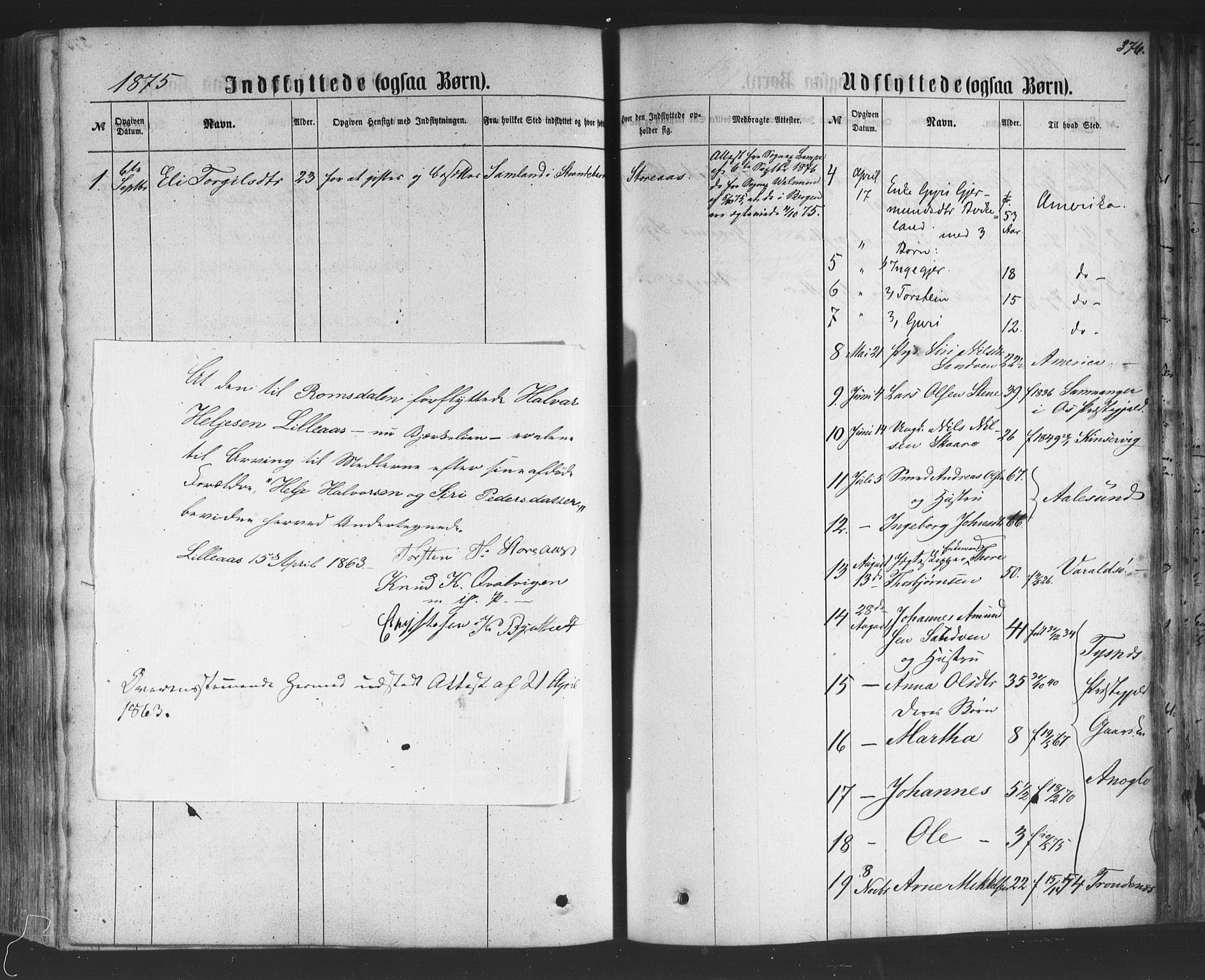 Kvam sokneprestembete, SAB/A-76201/H/Haa: Parish register (official) no. A 9, 1864-1879, p. 376