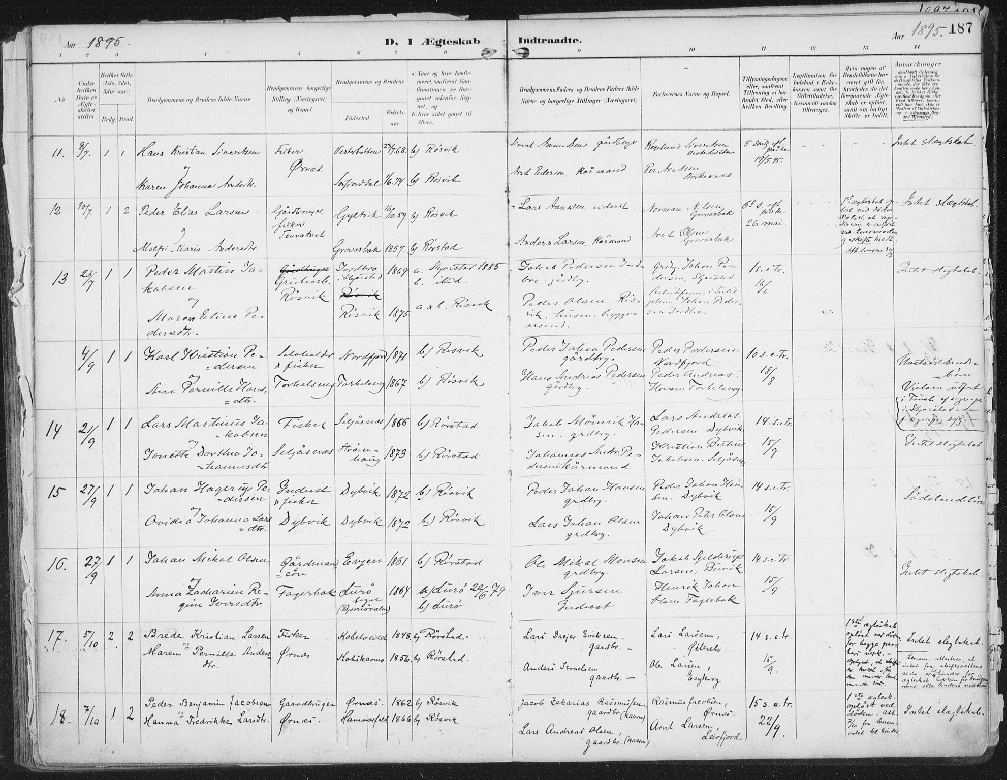 Ministerialprotokoller, klokkerbøker og fødselsregistre - Nordland, SAT/A-1459/854/L0779: Parish register (official) no. 854A02, 1892-1909, p. 187
