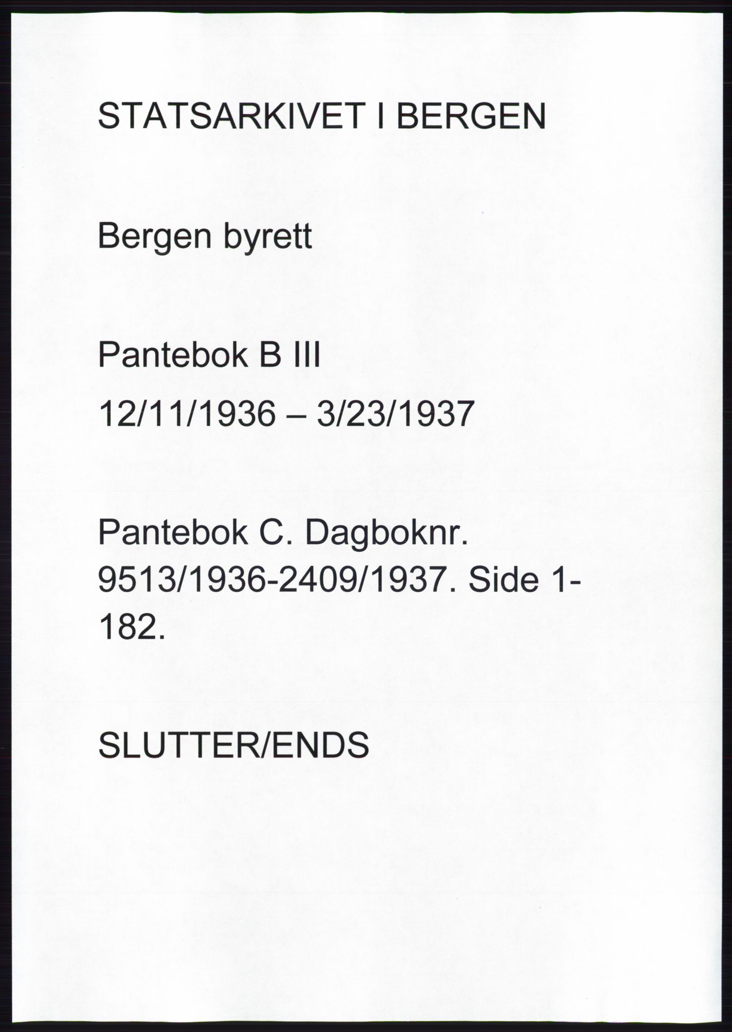 Byfogd og Byskriver i Bergen, AV/SAB-A-3401/03: Mortgage book no. C 3, 1936-1937