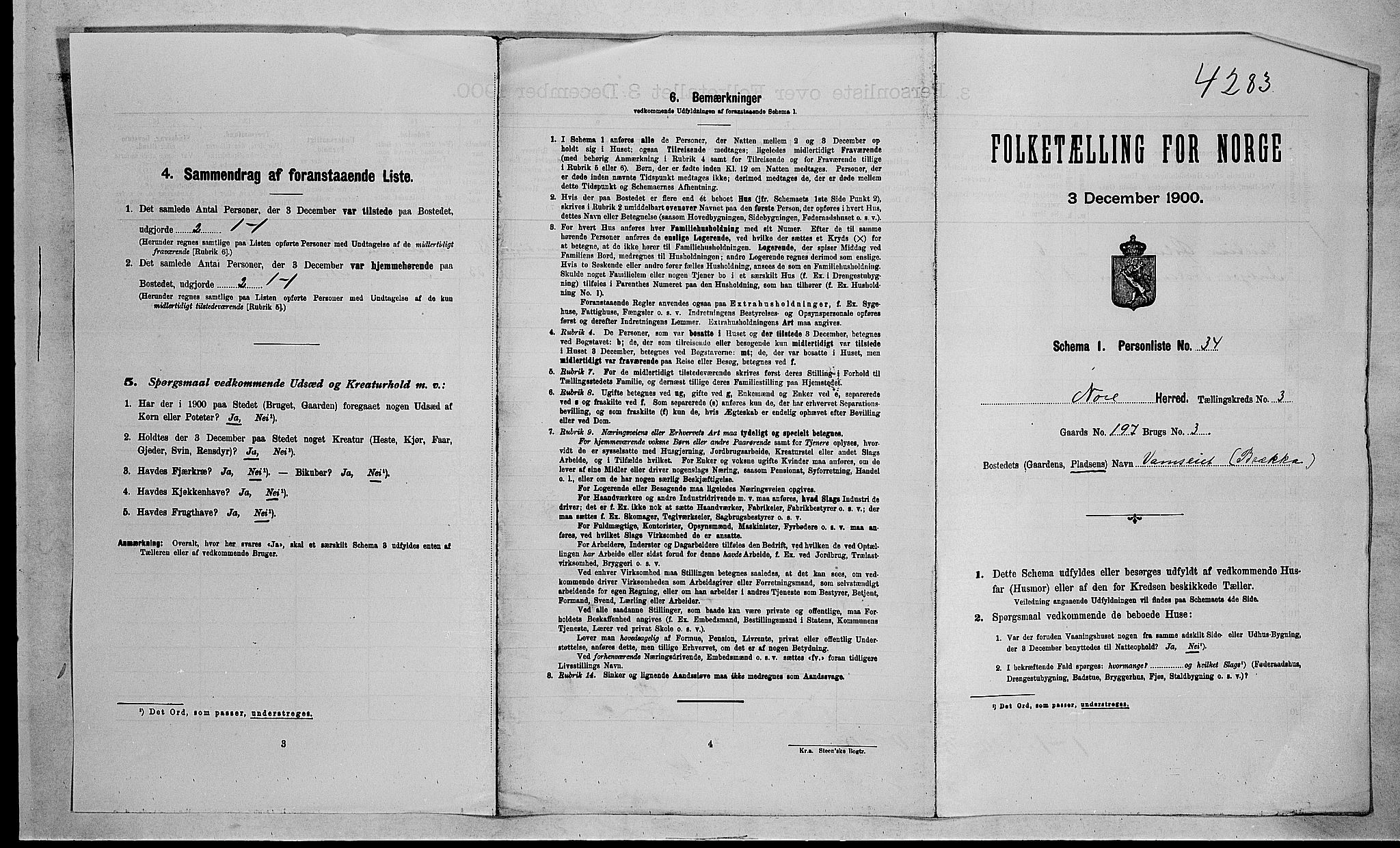 RA, 1900 census for Nore, 1900, p. 410