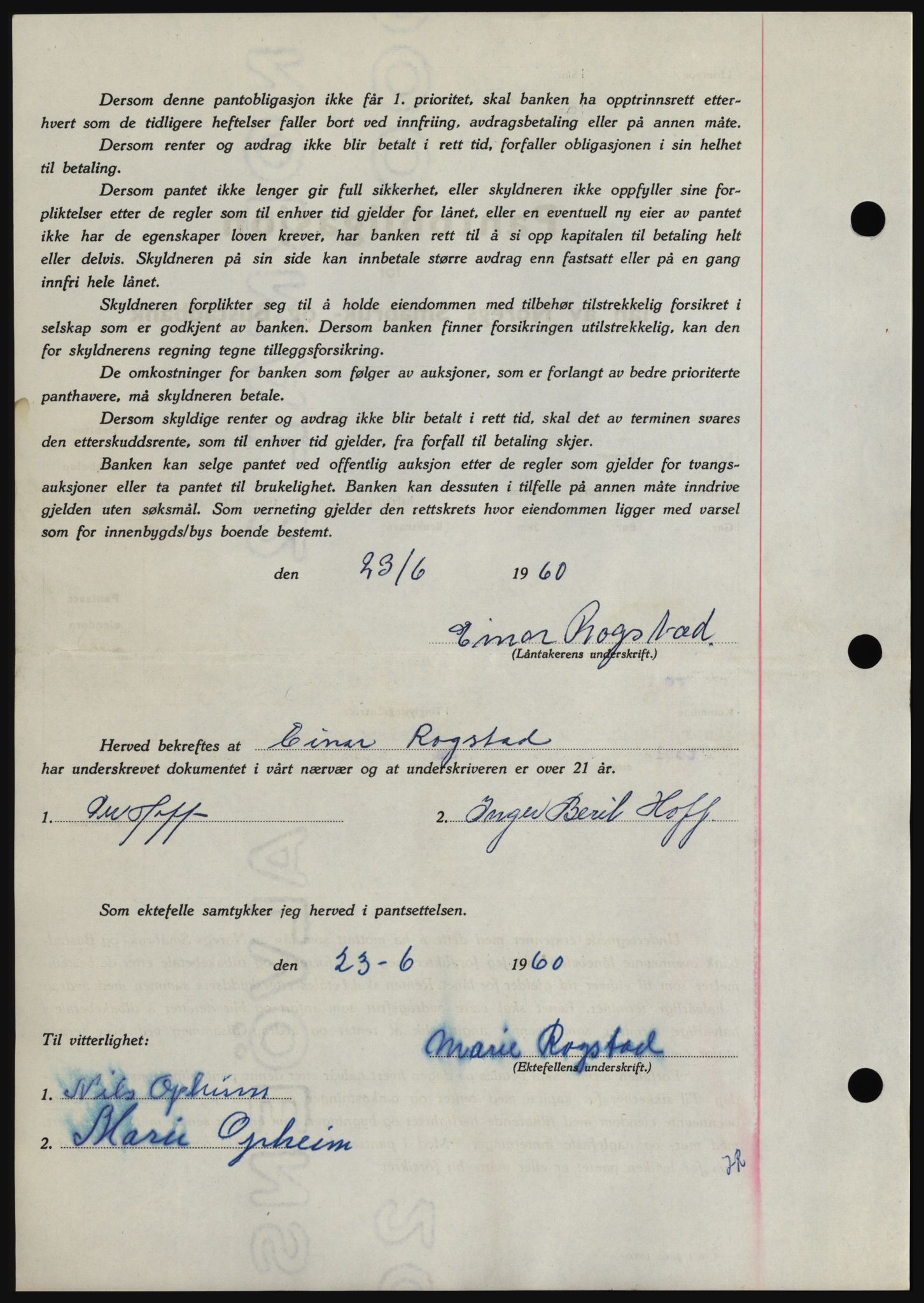 Hadeland og Land tingrett, SAH/TING-010/H/Hb/Hbc/L0043: Mortgage book no. B43, 1960-1960, Diary no: : 2260/1960