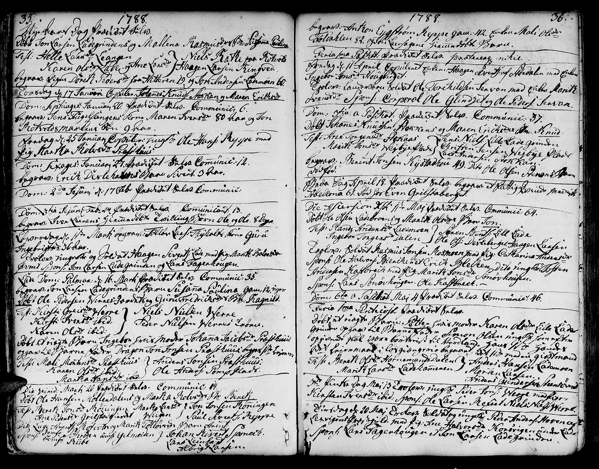 Ministerialprotokoller, klokkerbøker og fødselsregistre - Sør-Trøndelag, SAT/A-1456/606/L0280: Parish register (official) no. 606A02 /1, 1781-1817, p. 35-36