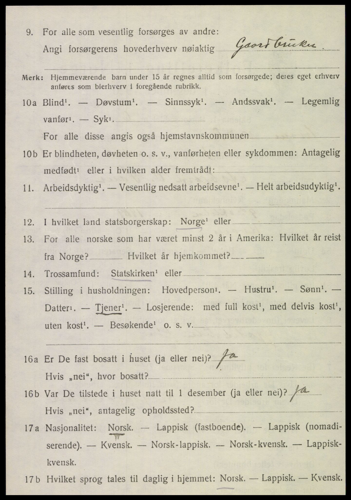 SAT, 1920 census for Kvam, 1920, p. 688