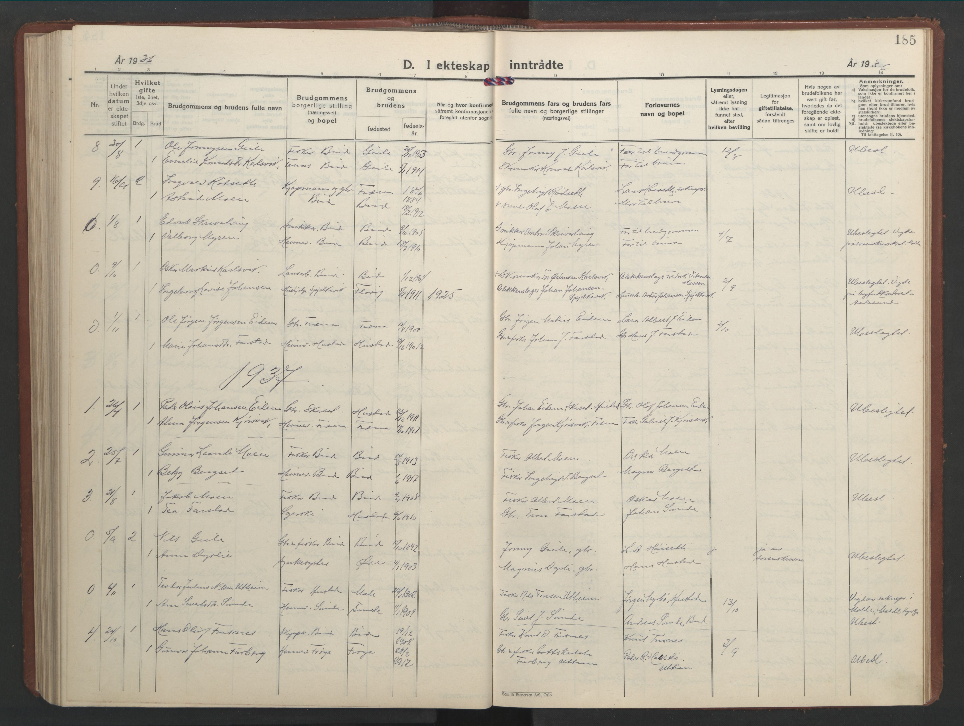 Ministerialprotokoller, klokkerbøker og fødselsregistre - Møre og Romsdal, AV/SAT-A-1454/566/L0775: Parish register (copy) no. 566C04, 1930-1946, p. 185