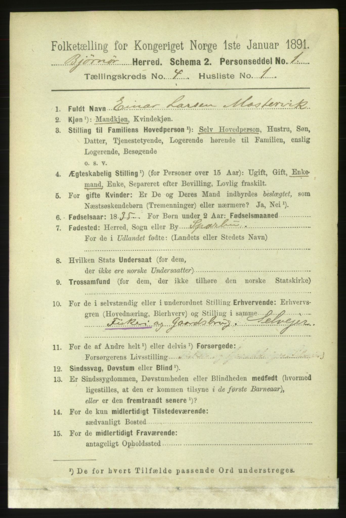 RA, 1891 census for 1632 Bjørnør, 1891, p. 1850