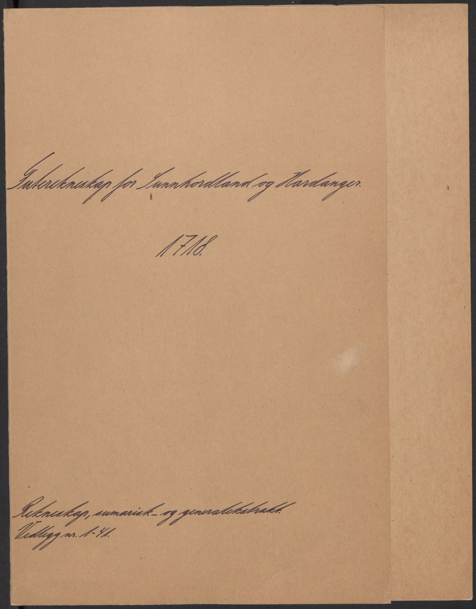 Rentekammeret inntil 1814, Reviderte regnskaper, Fogderegnskap, RA/EA-4092/R48/L2995: Fogderegnskap Sunnhordland og Hardanger, 1718, p. 2