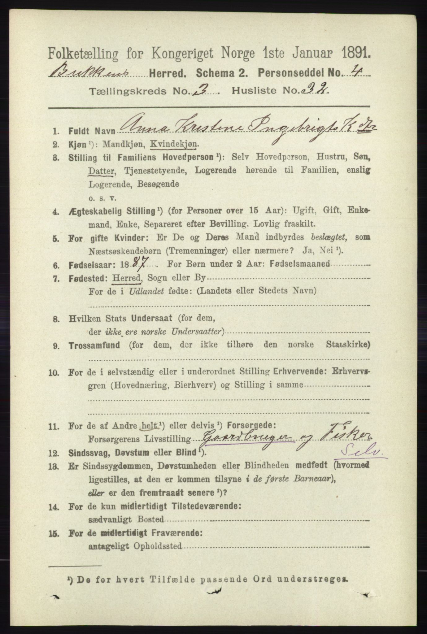 RA, 1891 census for 1145 Bokn, 1891, p. 803