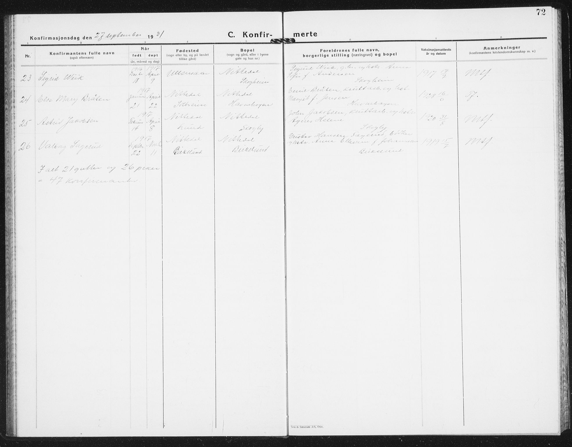 Nittedal prestekontor Kirkebøker, AV/SAO-A-10365a/G/Ga/L0004: Parish register (copy) no. I 4, 1930-1943, p. 72