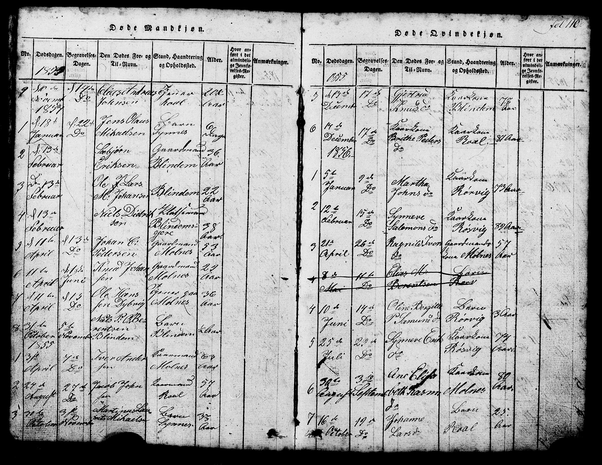 Ministerialprotokoller, klokkerbøker og fødselsregistre - Møre og Romsdal, SAT/A-1454/537/L0520: Parish register (copy) no. 537C01, 1819-1868, p. 110