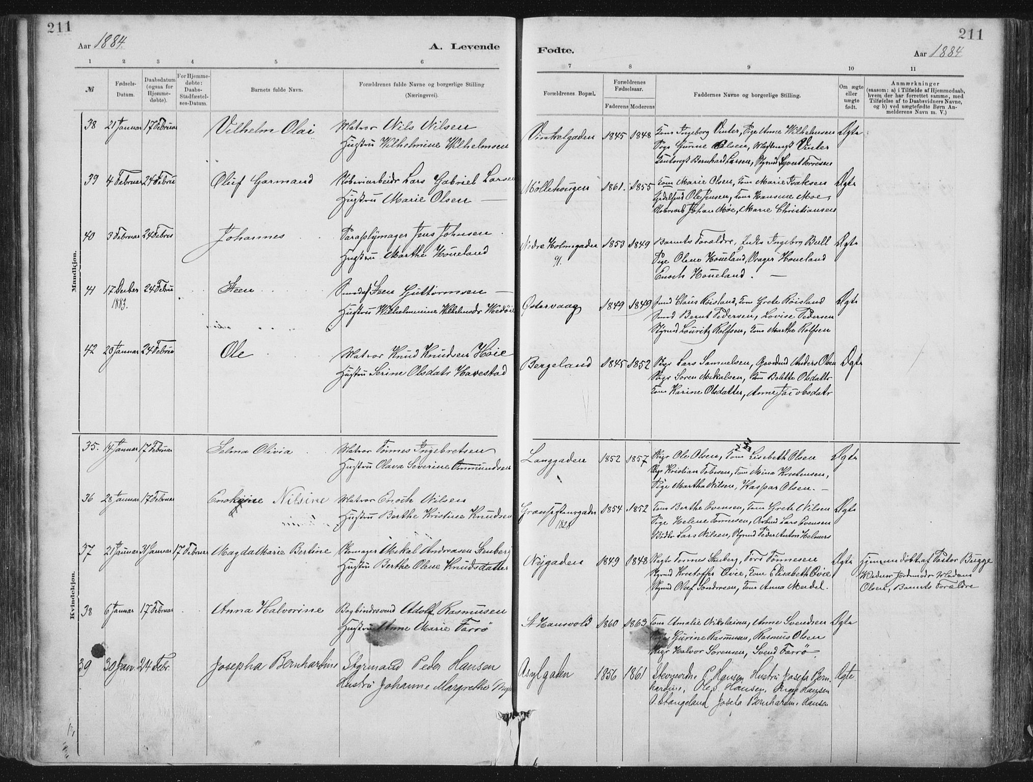 St. Petri sokneprestkontor, AV/SAST-A-101813/001/30/30BA/L0015: Parish register (official) no. A 15, 1879-1888, p. 211