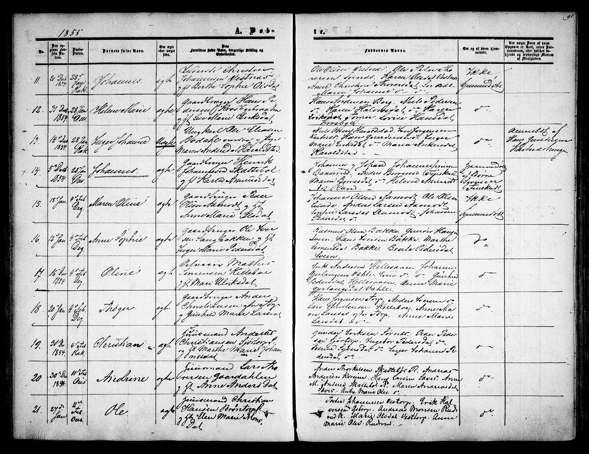 Rakkestad prestekontor Kirkebøker, AV/SAO-A-2008/F/Fa/L0009: Parish register (official) no. I 9, 1850-1856, p. 91