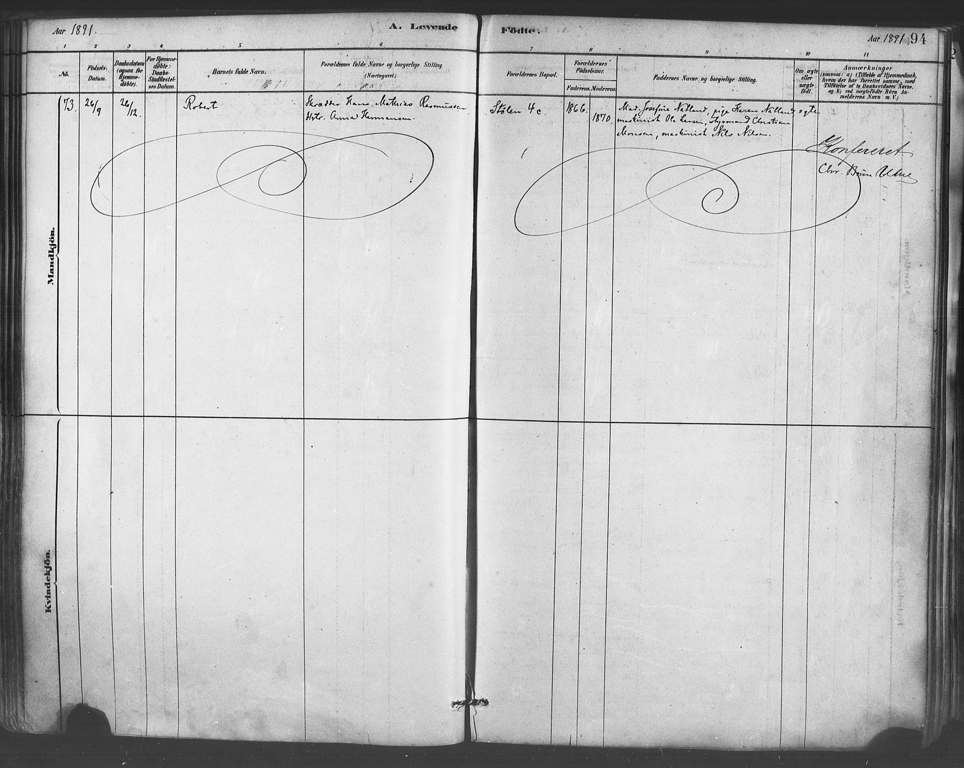 Mariakirken Sokneprestembete, AV/SAB-A-76901/H/Haa/L0007: Parish register (official) no. A 7, 1878-1893, p. 94