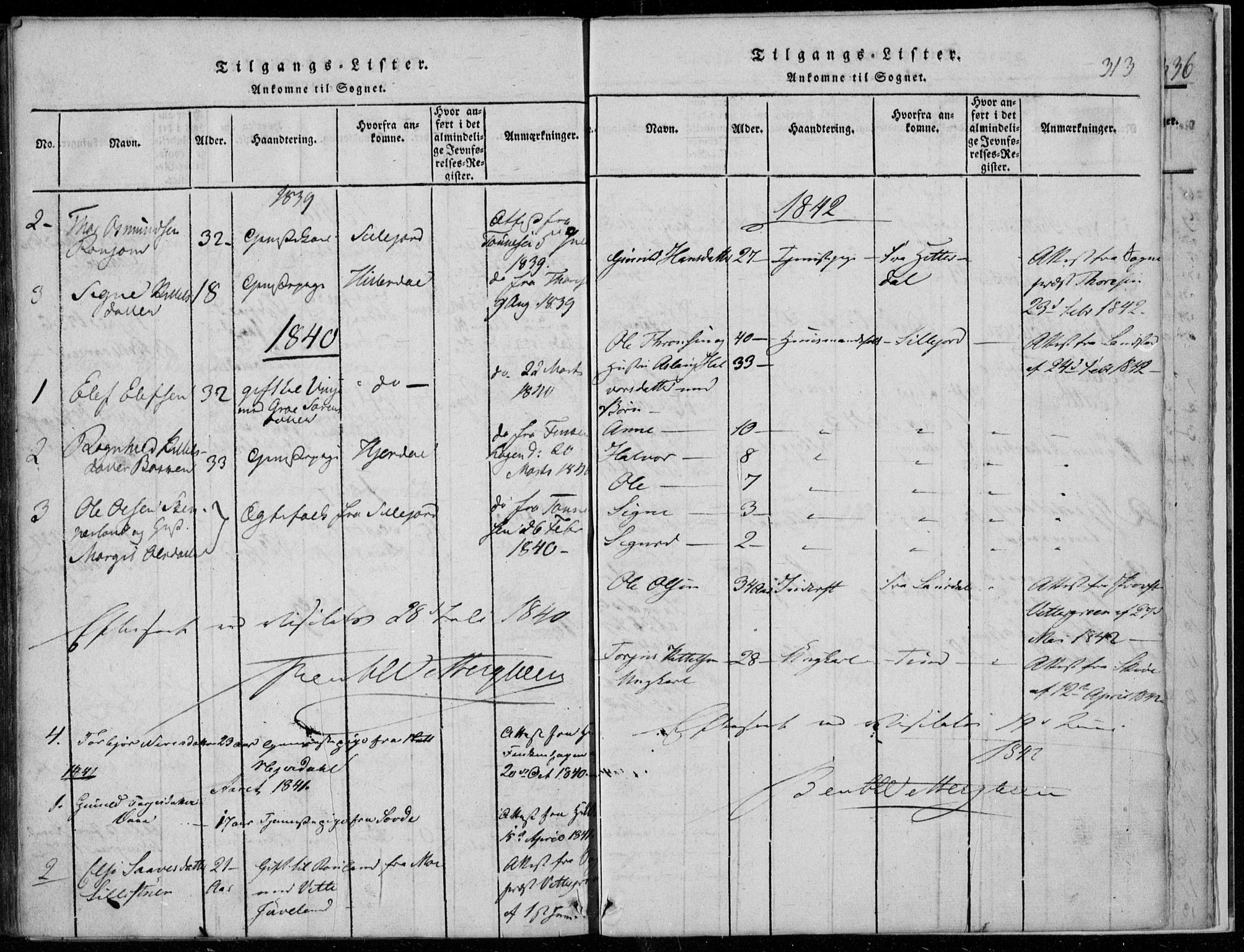 Rauland kirkebøker, SAKO/A-292/F/Fa/L0001: Parish register (official) no. 1, 1814-1859, p. 313