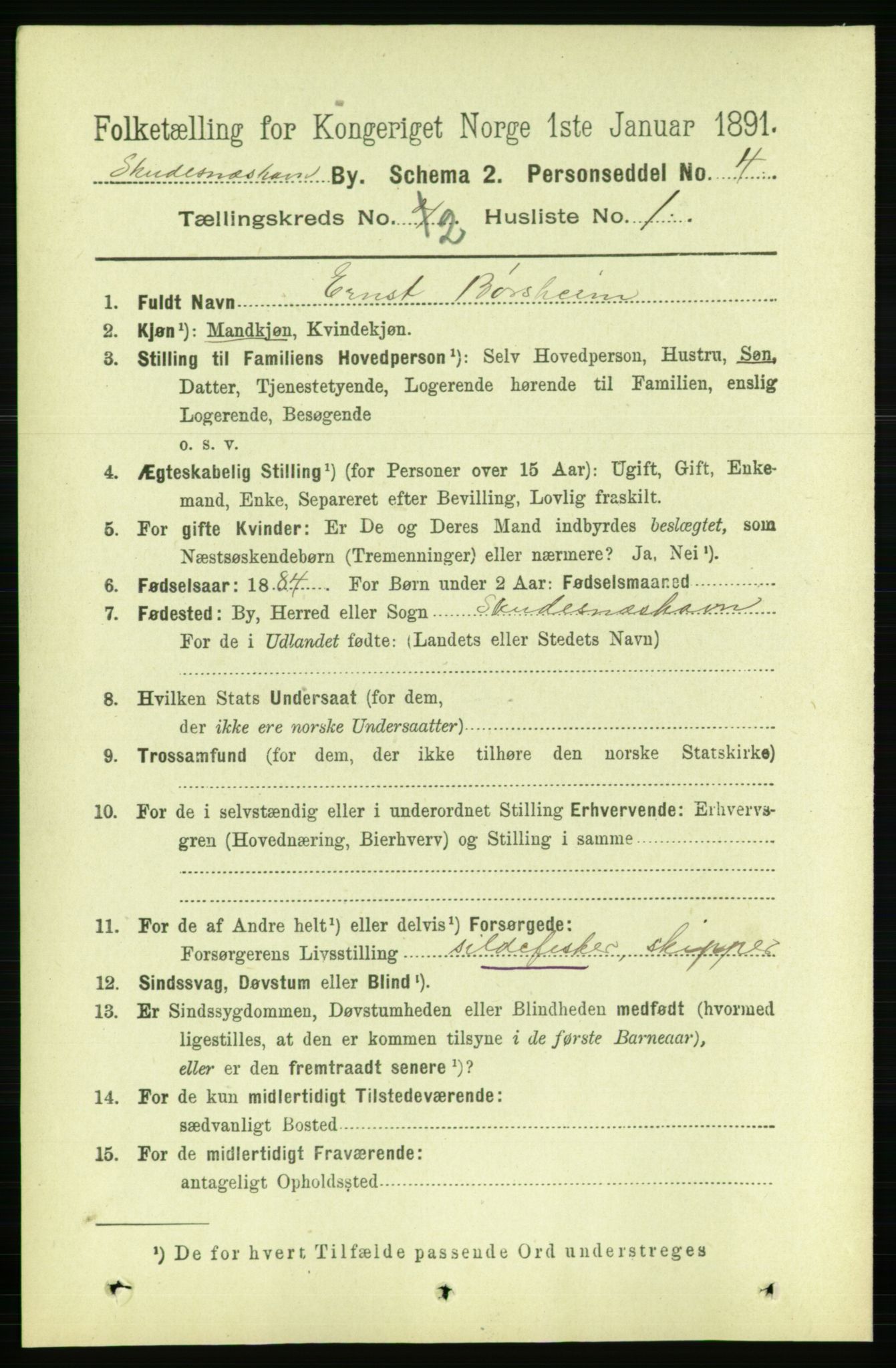 RA, 1891 census for 1104 Skudeneshavn, 1891, p. 532