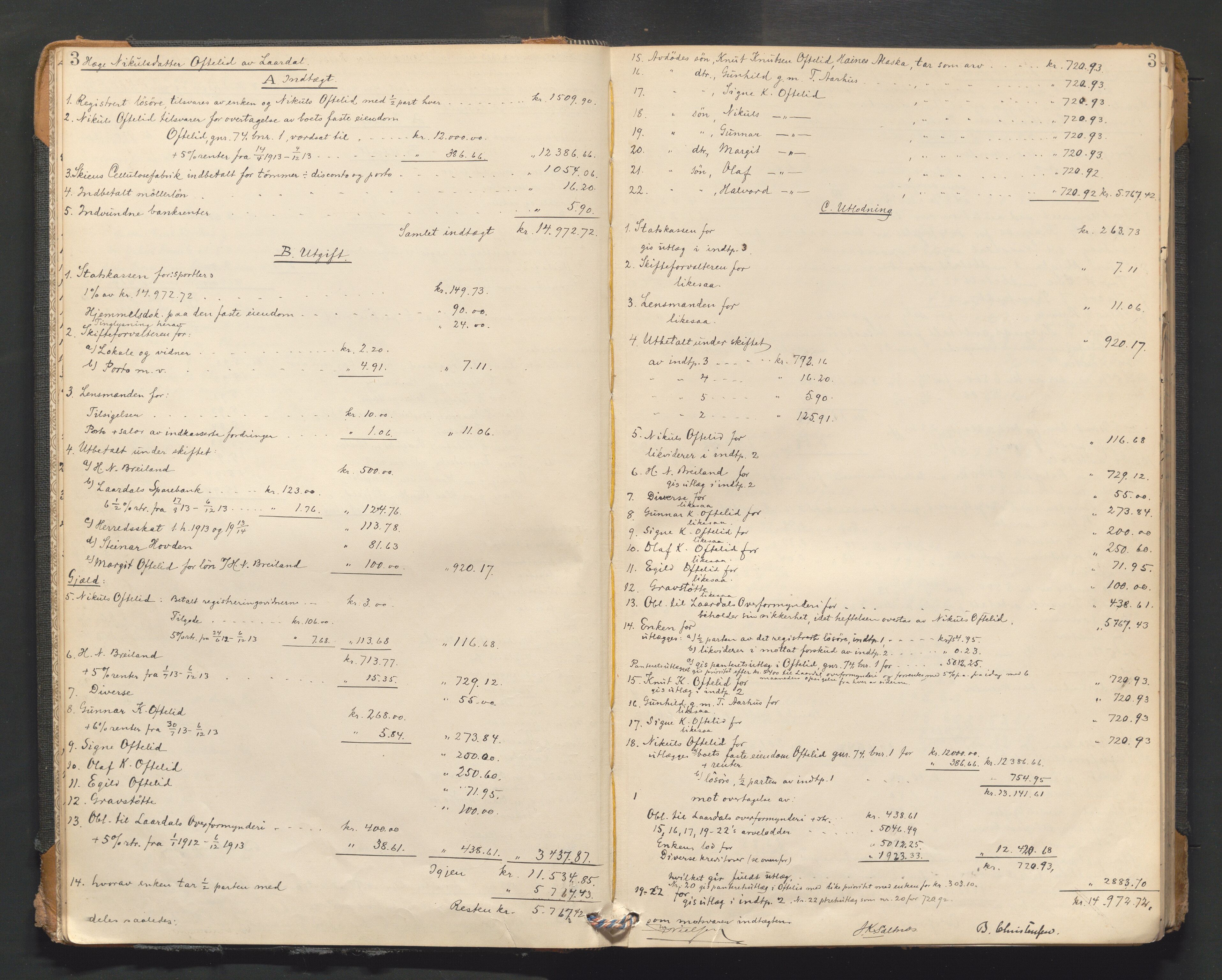 Vest-Telemark sorenskriveri, AV/SAKO-A-134/H/Ha/Hac/L0013: Skifteutlodningsprotokoll, 1913-1922, p. 3