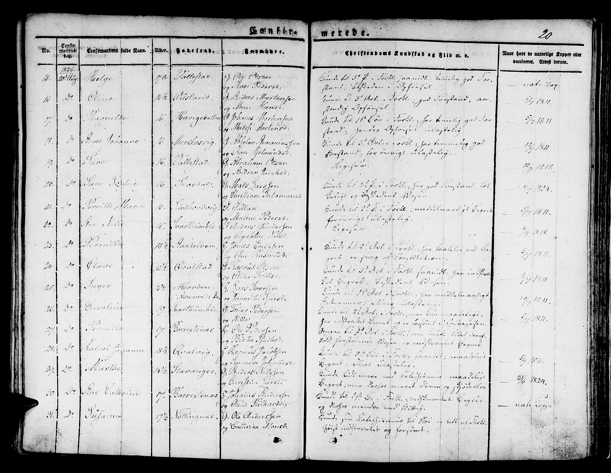 Kinn sokneprestembete, SAB/A-80801/H/Haa/Haaa/L0004/0001: Parish register (official) no. A 4I, 1822-1840, p. 20