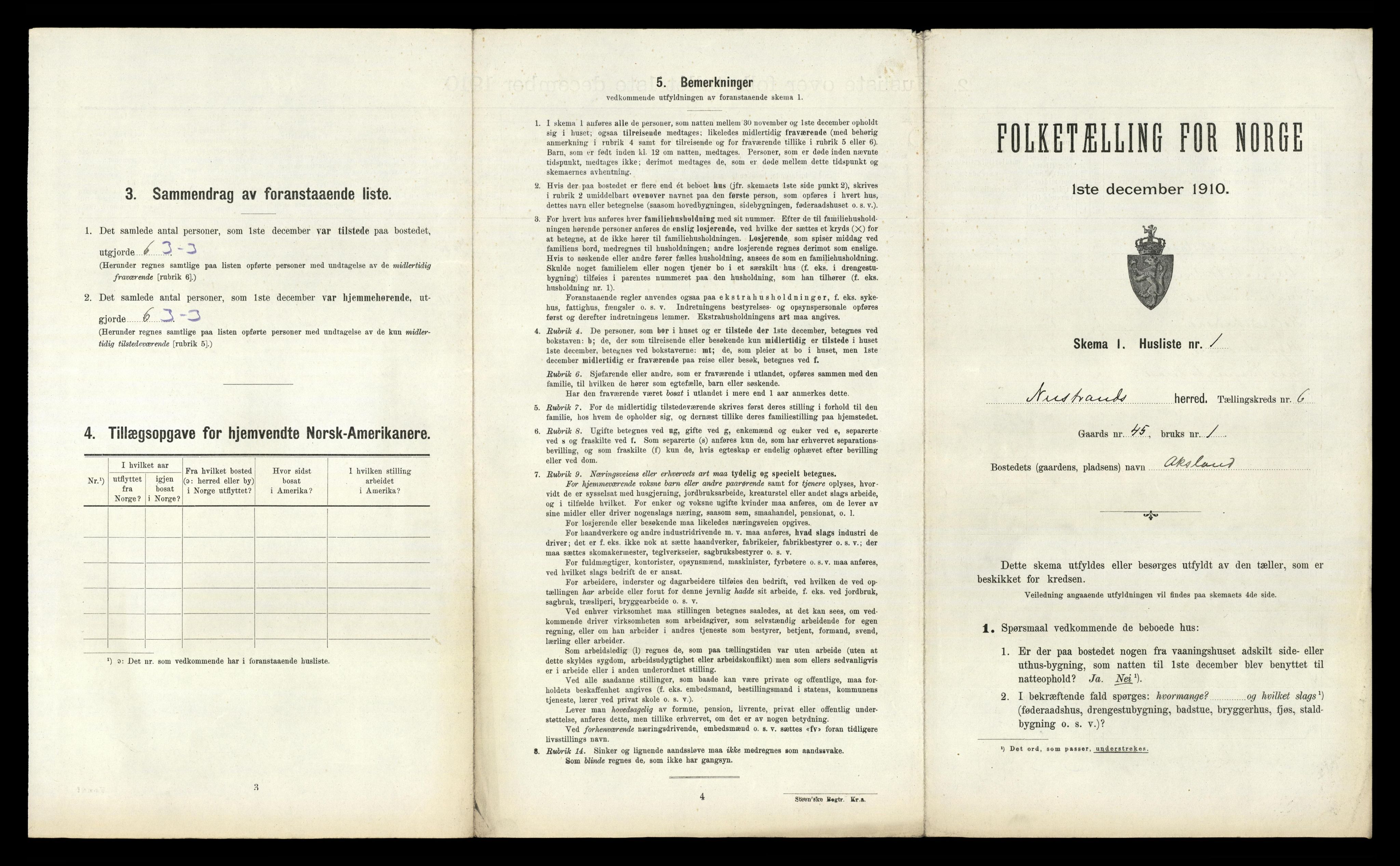 RA, 1910 census for Nedstrand, 1910, p. 381