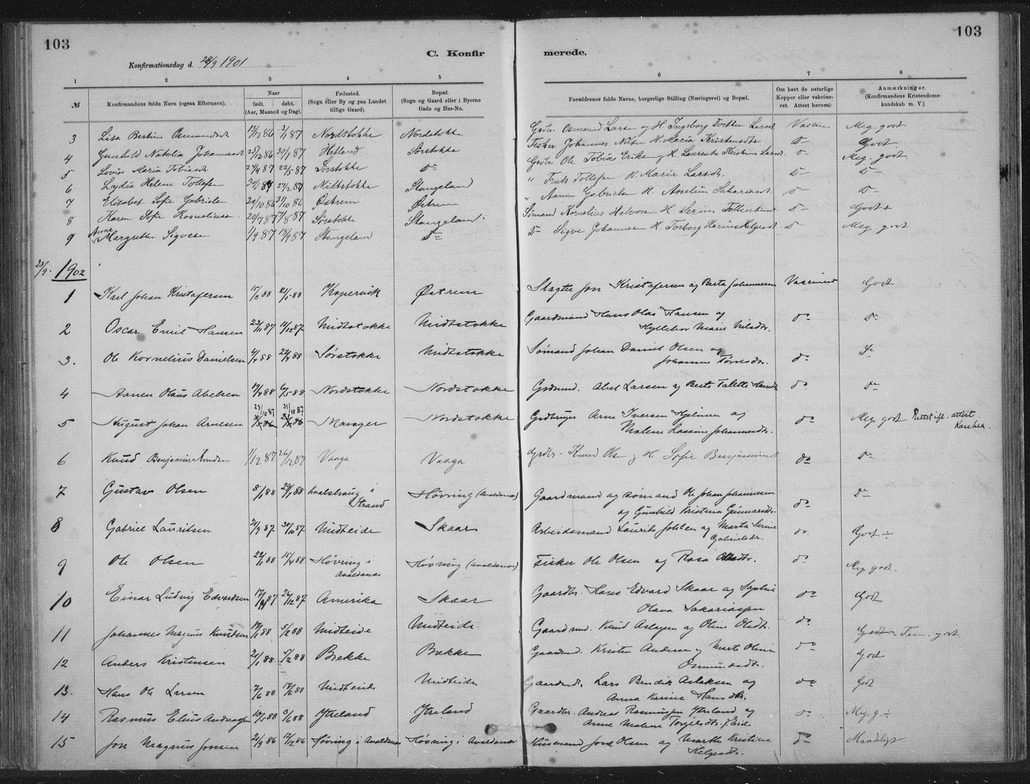 Kopervik sokneprestkontor, SAST/A-101850/H/Ha/Haa/L0002: Parish register (official) no. A 2, 1880-1912, p. 103