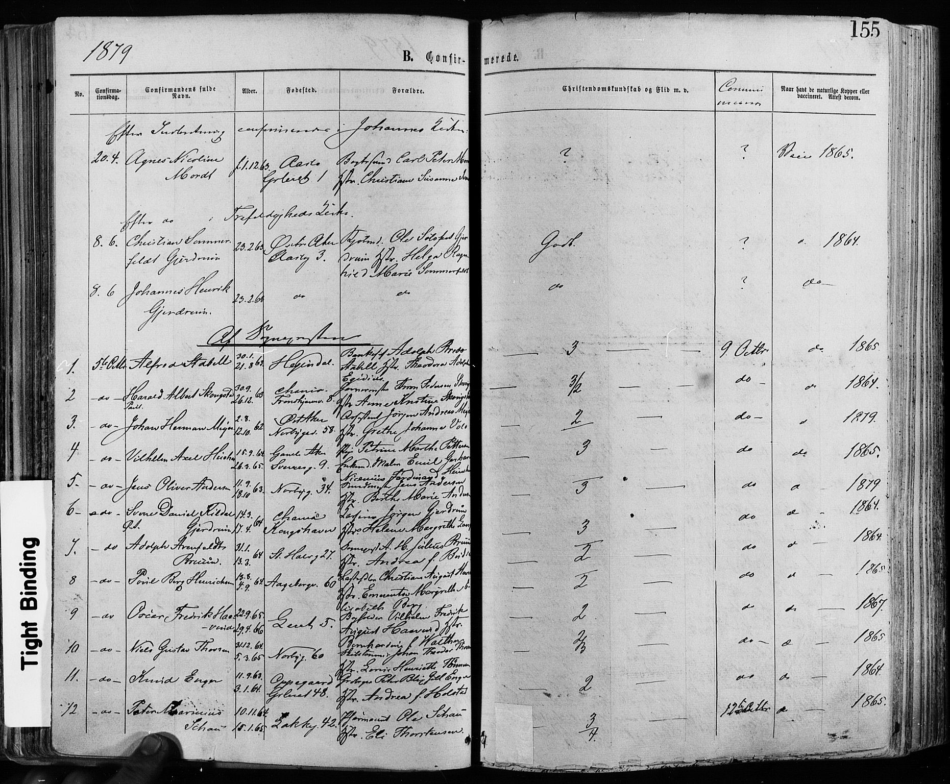 Grønland prestekontor Kirkebøker, AV/SAO-A-10848/F/Fa/L0005: Parish register (official) no. 5, 1869-1880, p. 155