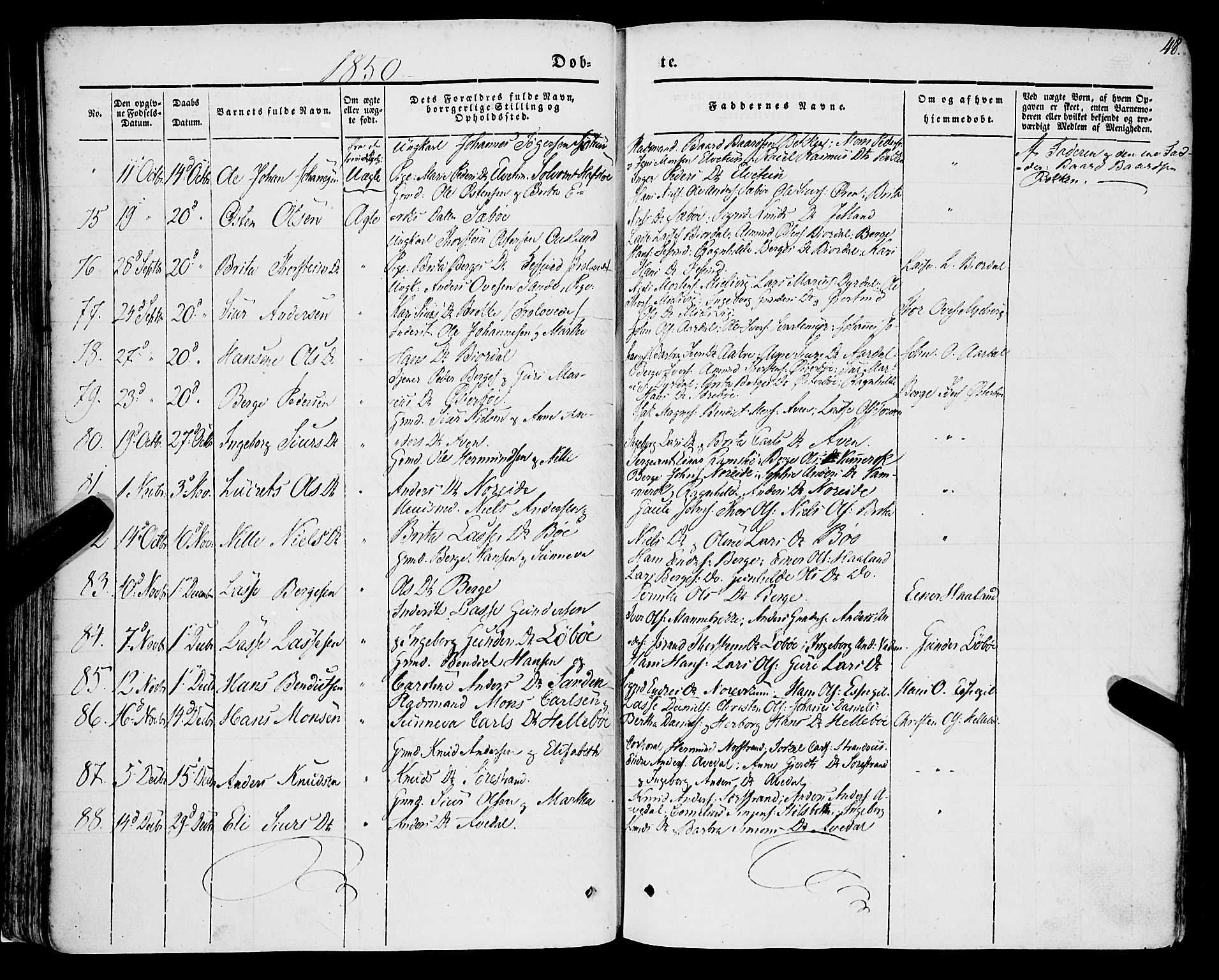 Lavik sokneprestembete, AV/SAB-A-80901: Parish register (official) no. A 3, 1843-1863, p. 48