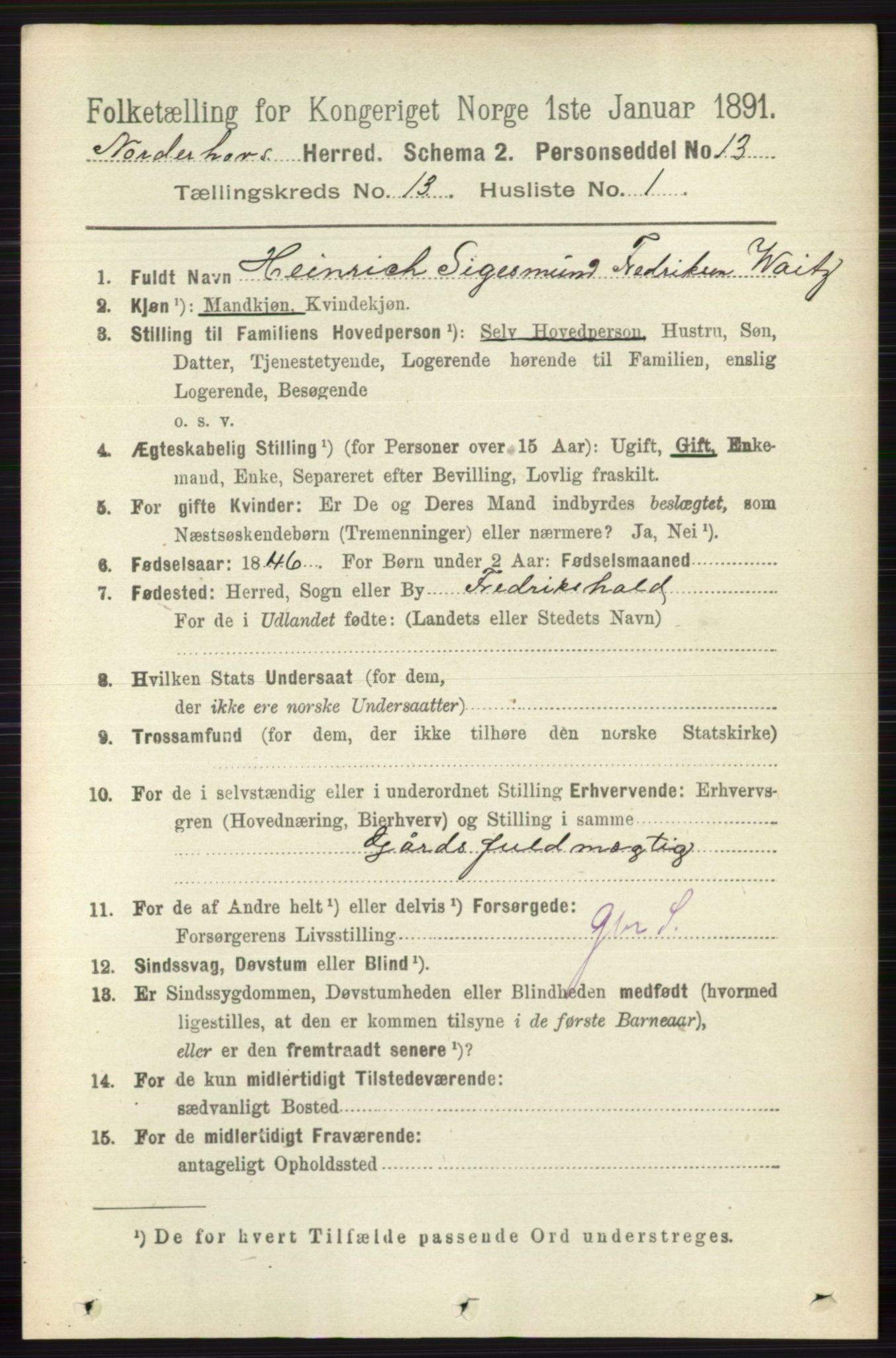 RA, 1891 census for 0613 Norderhov, 1891, p. 8892