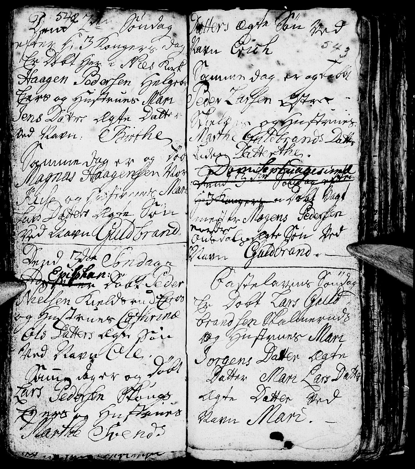 Nes prestekontor, Hedmark, AV/SAH-PREST-020/L/La/L0001: Parish register (copy) no. 1, 1663-1784, p. 542-543