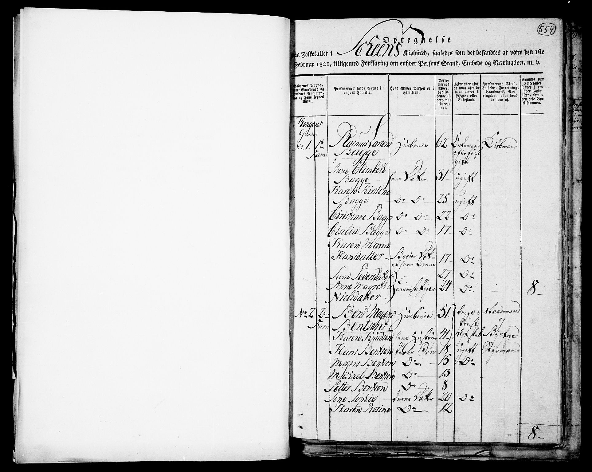 RA, 1801 census for 0806P Skien, 1801, p. 554a