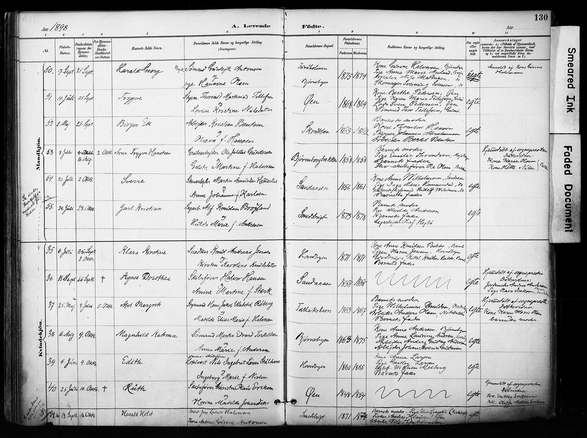Kragerø kirkebøker, SAKO/A-278/F/Fa/L0013: Parish register (official) no. 13, 1887-1915, p. 130