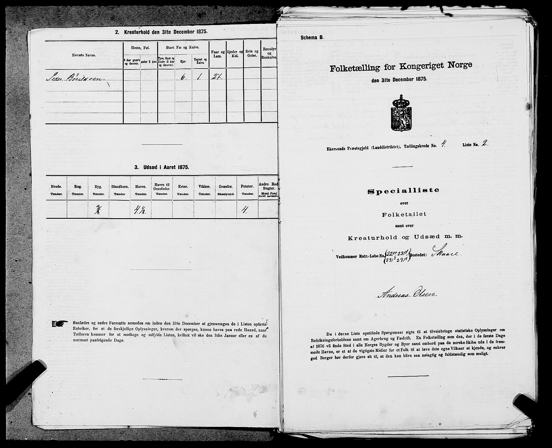 SAST, 1875 census for 1116L Eigersund/Eigersund og Ogna, 1875, p. 394