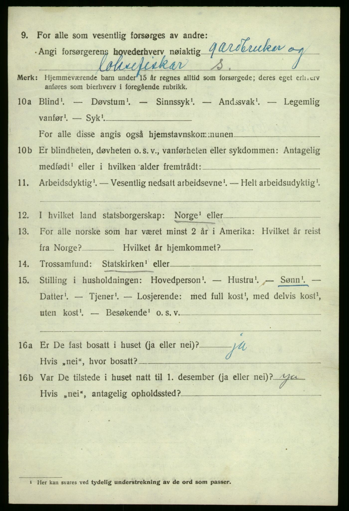 SAB, 1920 census for Kyrkjebø, 1920, p. 1010