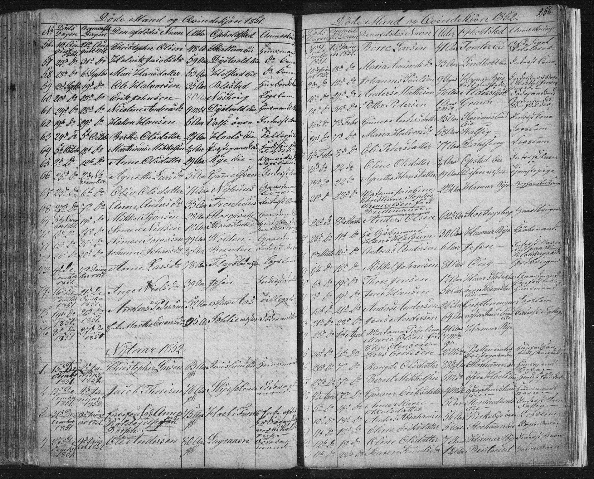 Vang prestekontor, Hedmark, SAH/PREST-008/H/Ha/Hab/L0008: Parish register (copy) no. 8, 1832-1854, p. 256