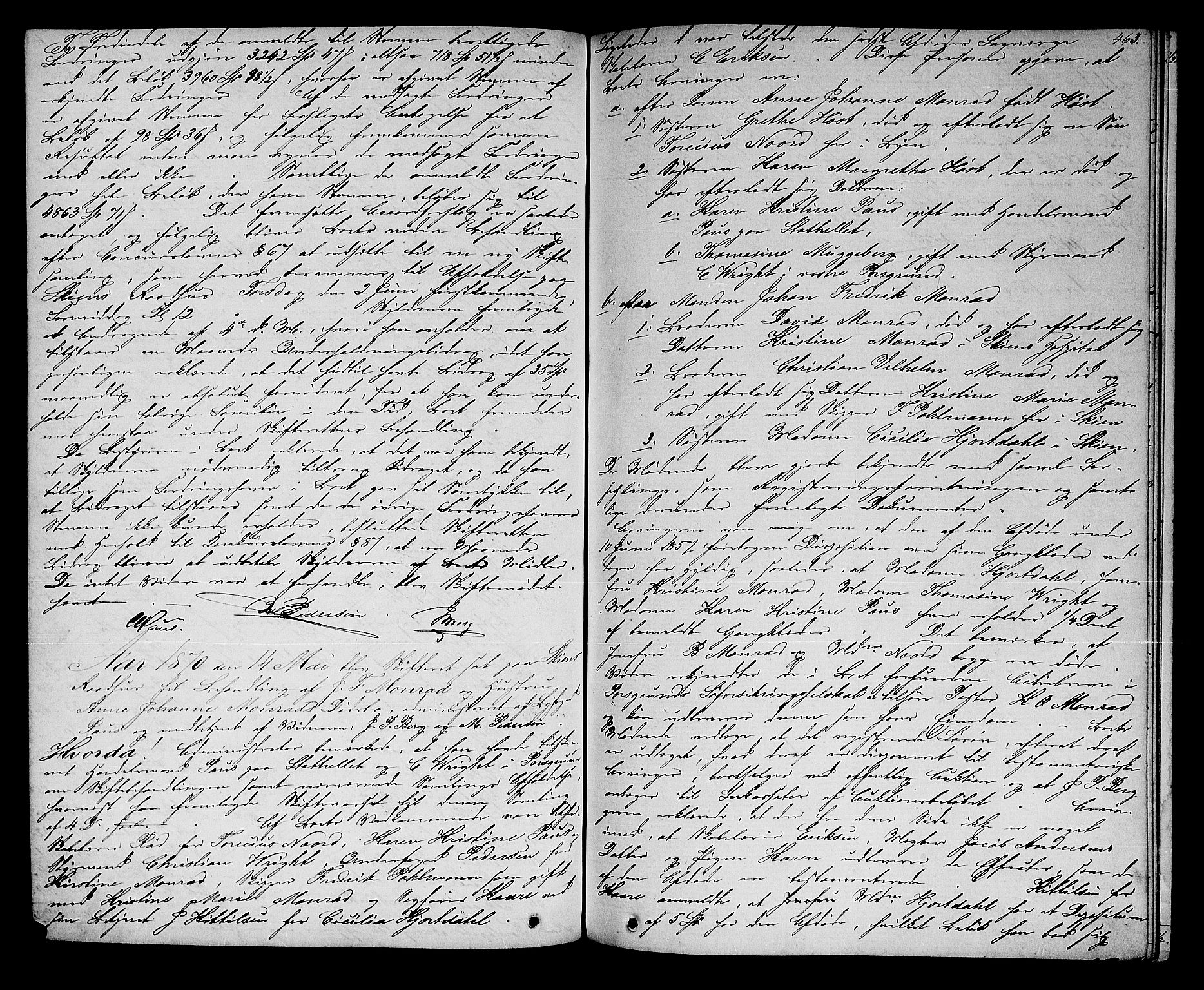 Skien byfogd, AV/SAKO-A-219/H/Hd/L0010: Skifteforhandlingsprotokoll, 1862-1880, p. 462-463