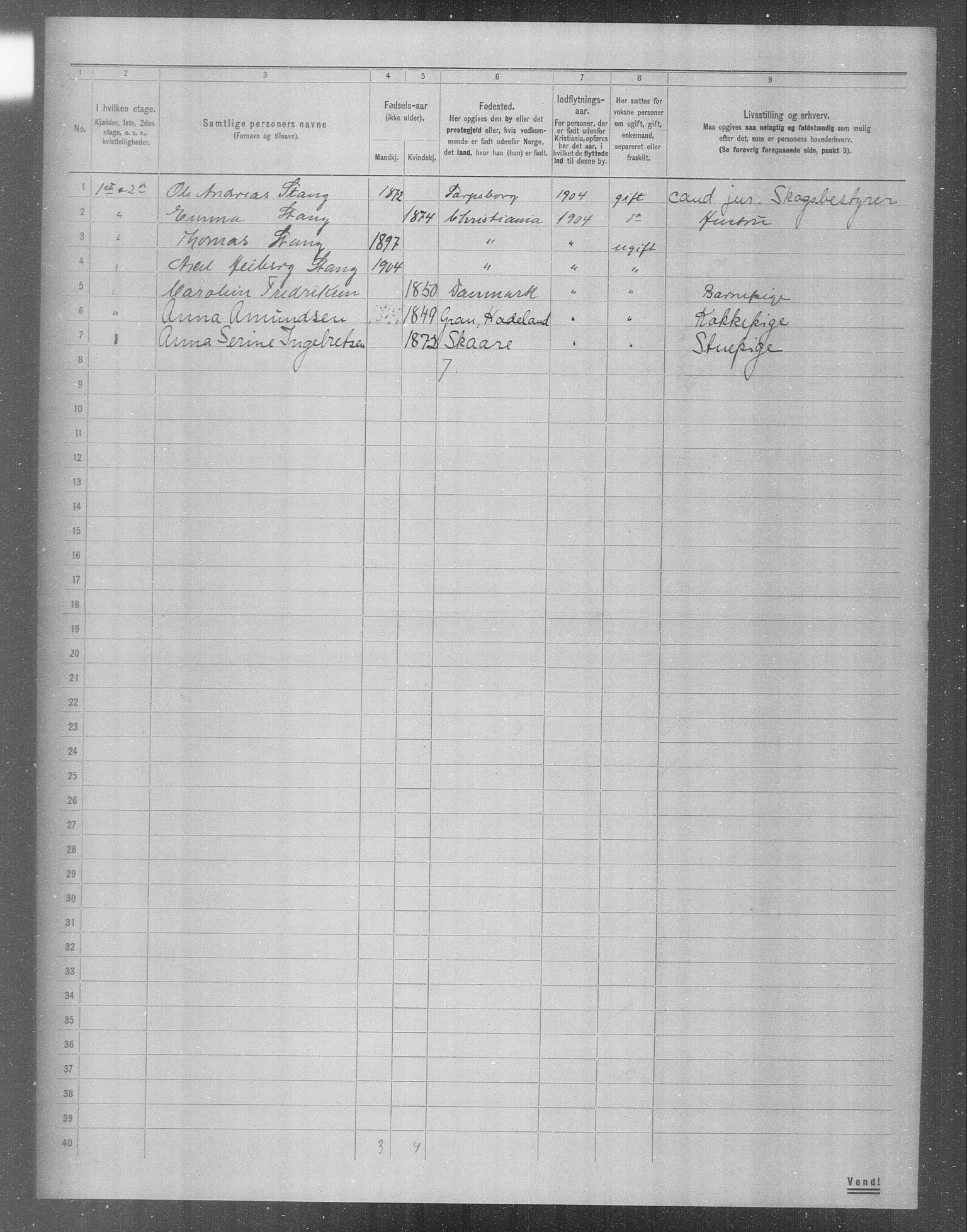 OBA, Municipal Census 1904 for Kristiania, 1904, p. 6543