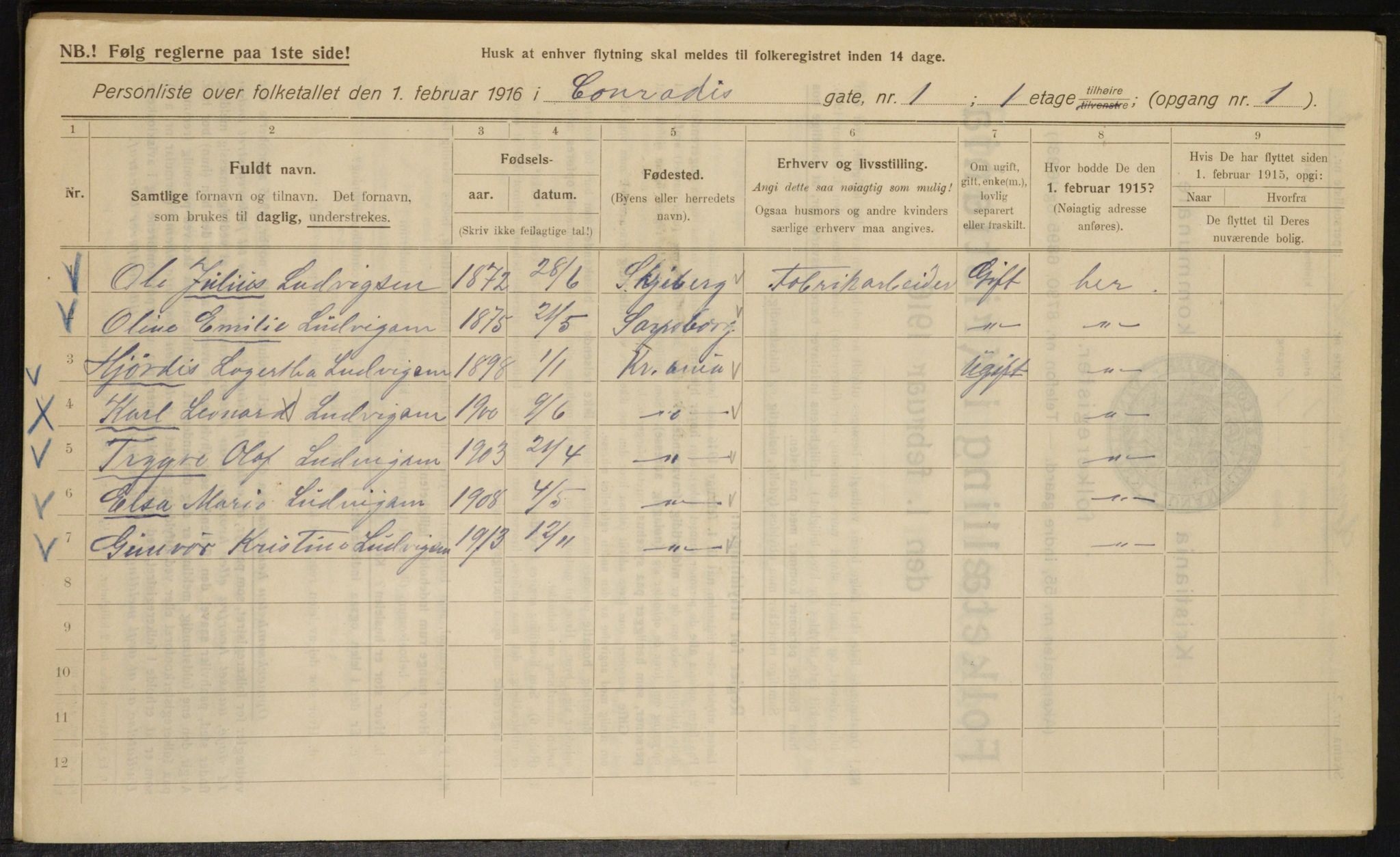 OBA, Municipal Census 1916 for Kristiania, 1916, p. 13346