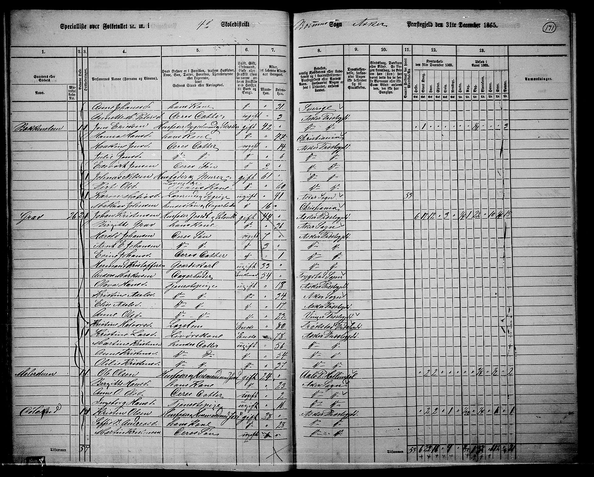 RA, 1865 census for Asker, 1865, p. 168