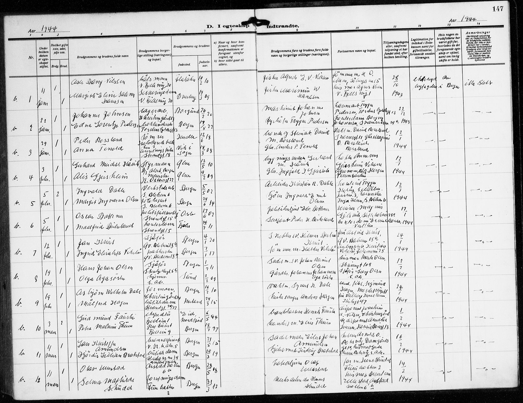 Korskirken sokneprestembete, AV/SAB-A-76101/H/Hab: Parish register (copy) no. D 5, 1926-1944, p. 147