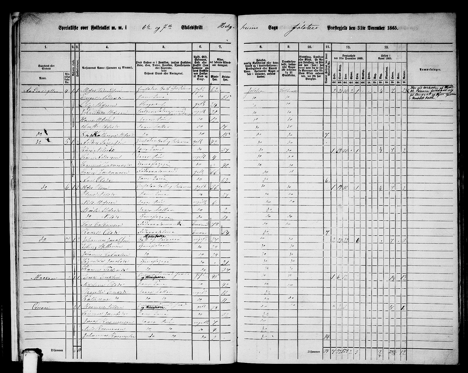 RA, 1865 census for Jølster, 1865, p. 12