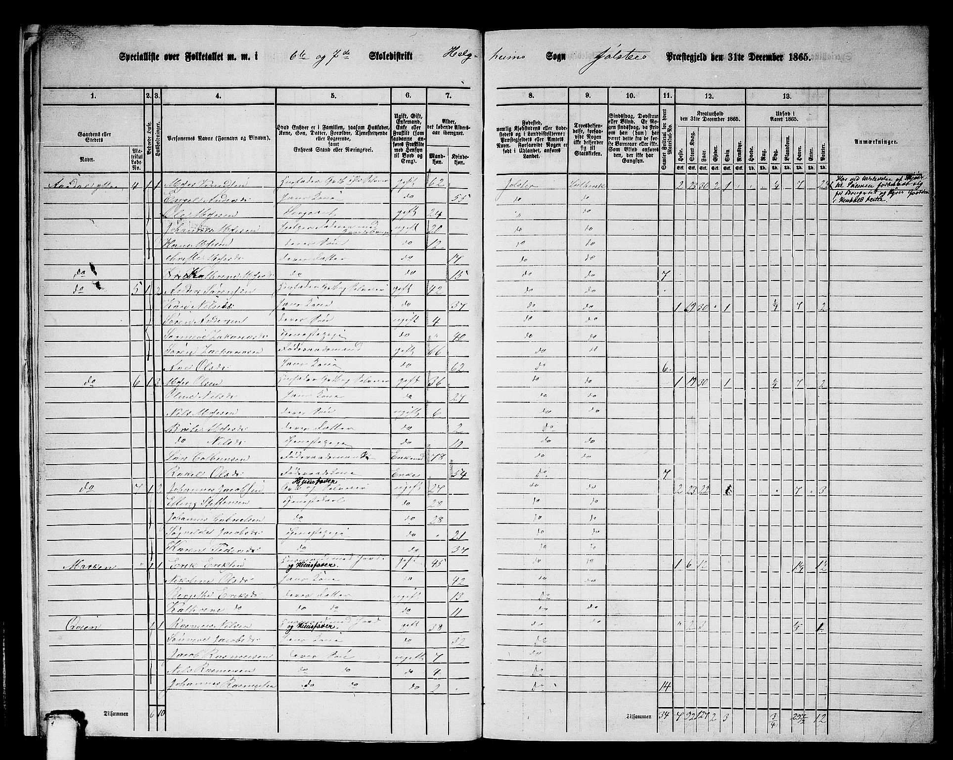 RA, 1865 census for Jølster, 1865, p. 12