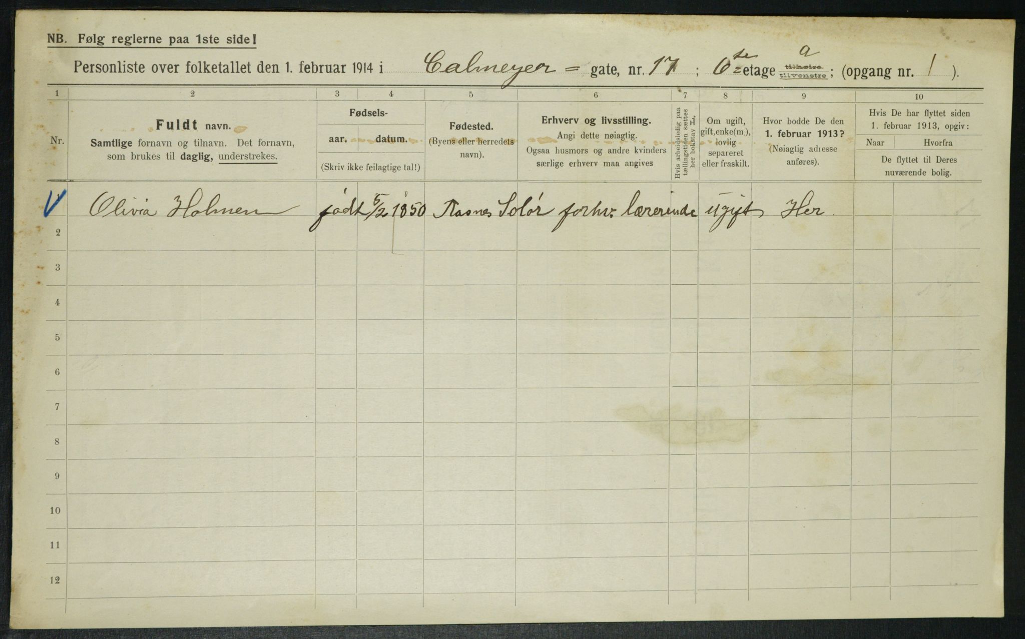 OBA, Municipal Census 1914 for Kristiania, 1914, p. 11706