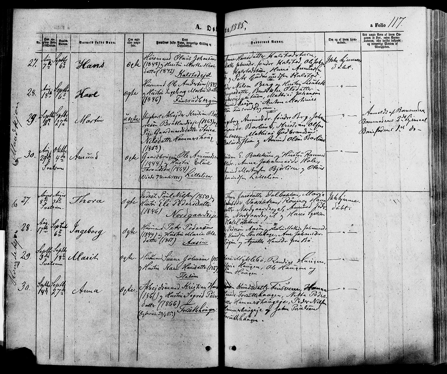 Gausdal prestekontor, AV/SAH-PREST-090/H/Ha/Haa/L0010: Parish register (official) no. 10, 1867-1886, p. 117