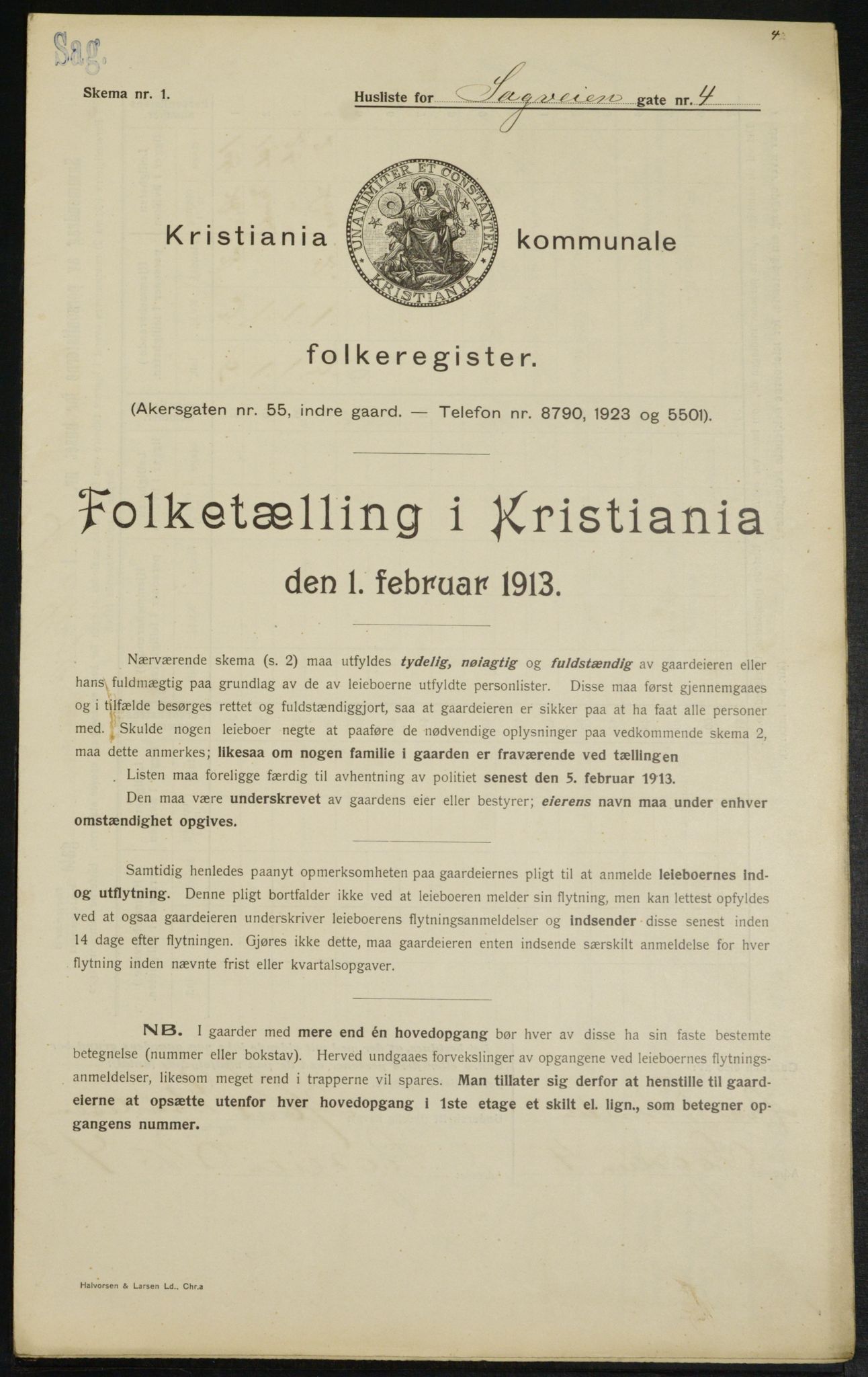 OBA, Municipal Census 1913 for Kristiania, 1913, p. 86434