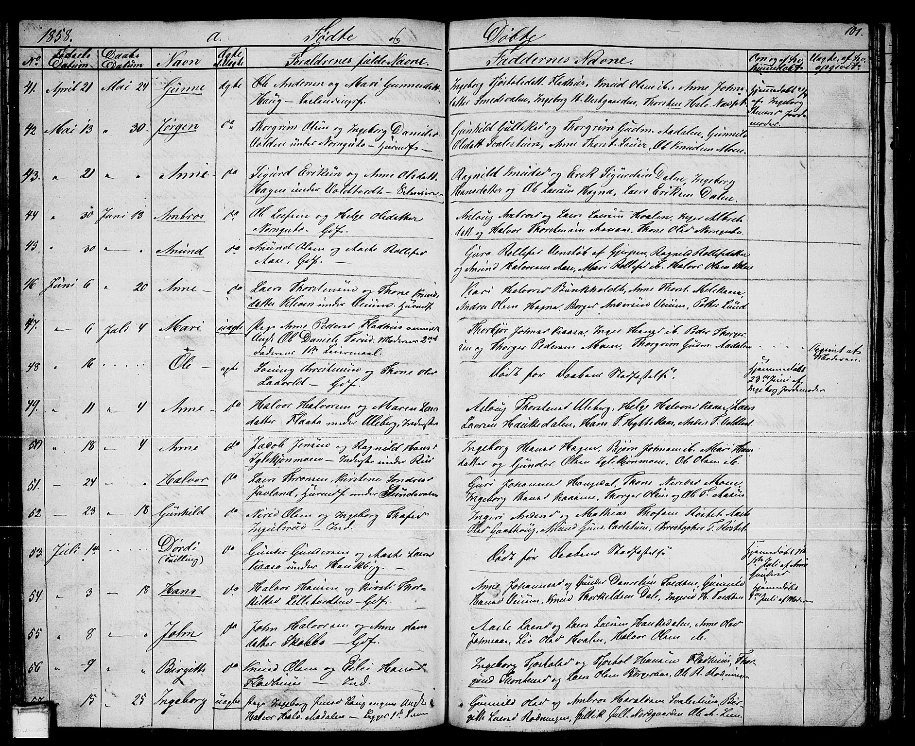 Sauherad kirkebøker, AV/SAKO-A-298/G/Ga/L0002: Parish register (copy) no. I 2, 1842-1866, p. 101