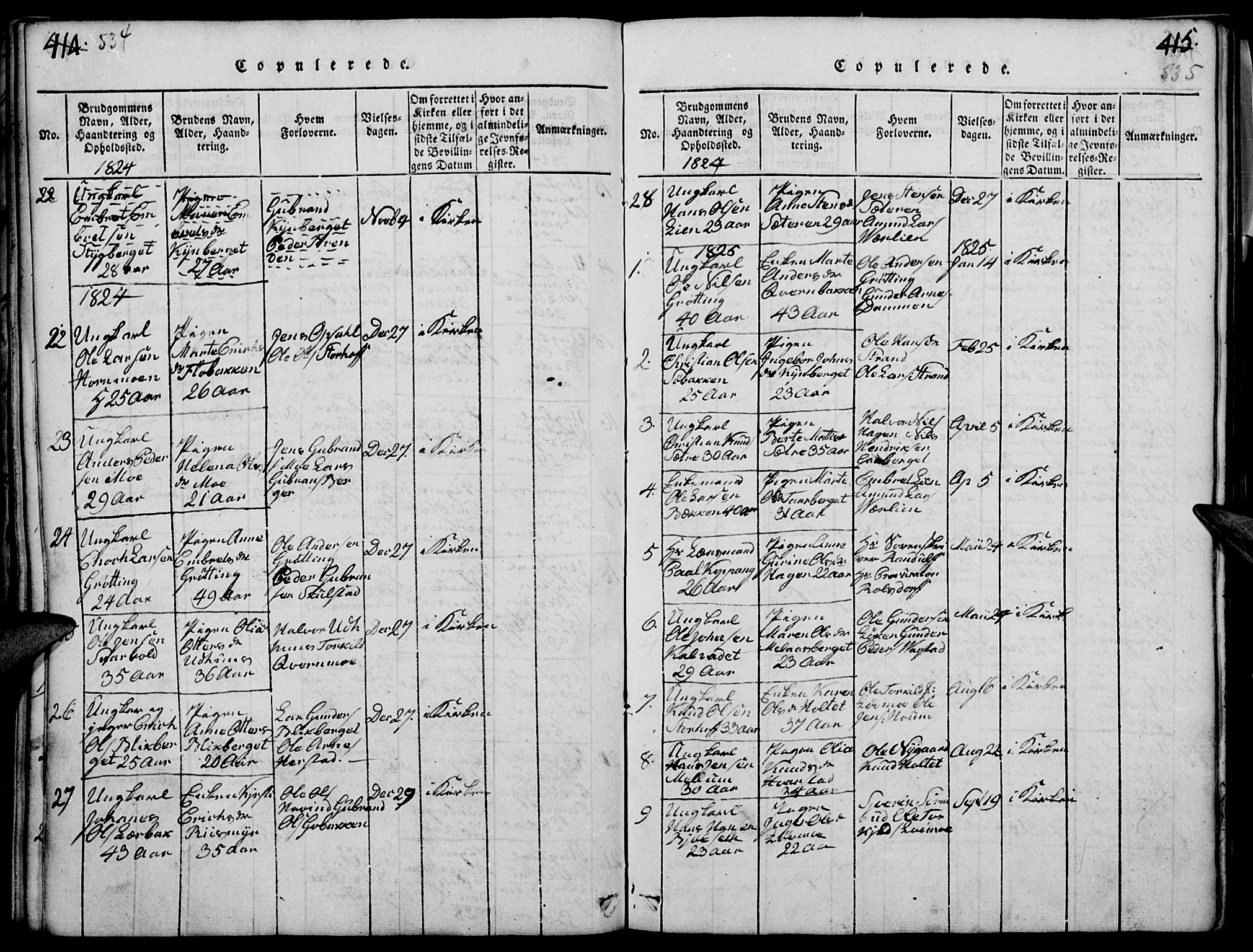 Elverum prestekontor, SAH/PREST-044/H/Ha/Haa/L0007: Parish register (official) no. 7, 1815-1830, p. 534-535