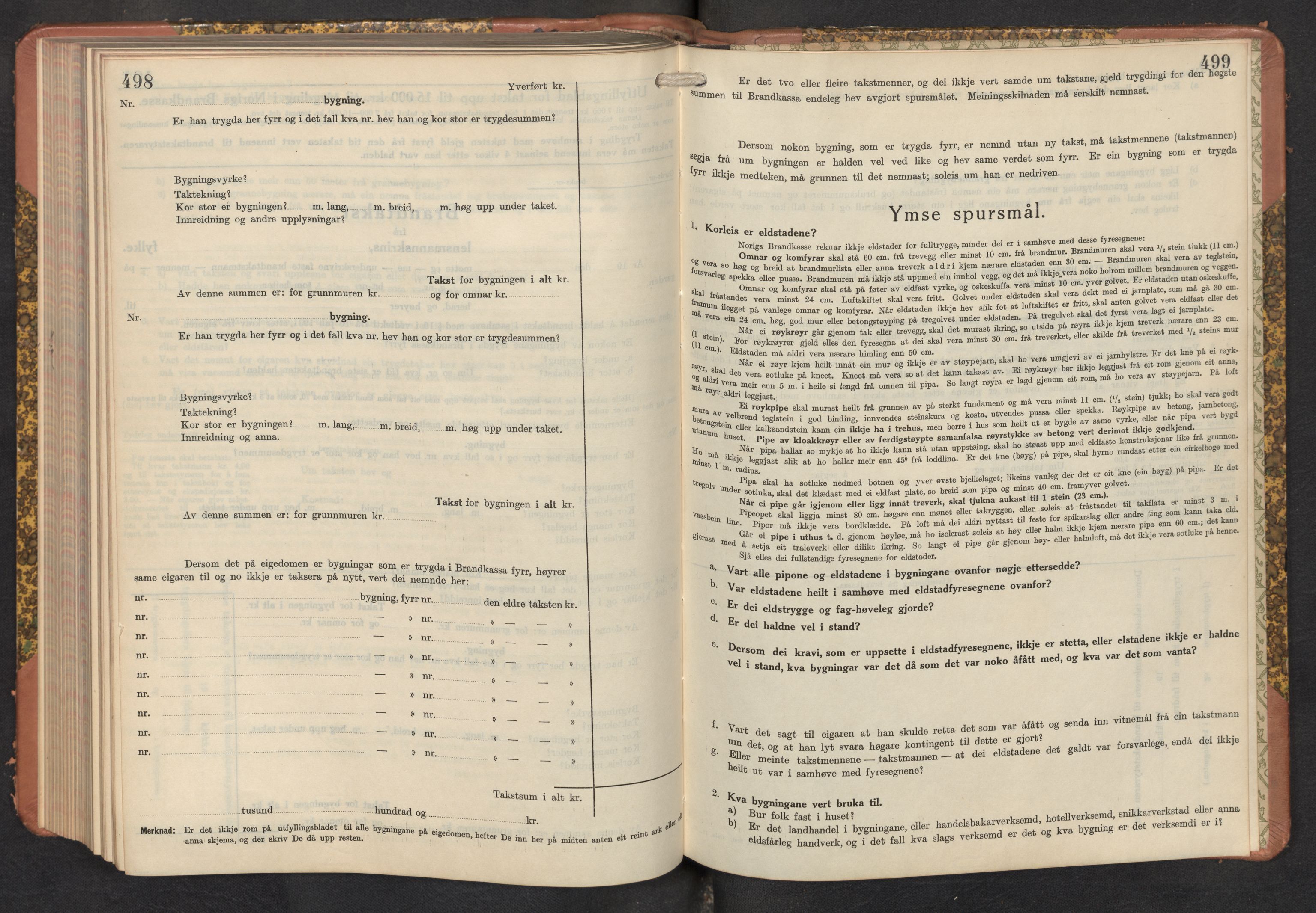 Lensmannen i Kinn, AV/SAB-A-28801/0012/L0006: Branntakstprotokoll, skjematakst, 1938-1950, p. 498-499